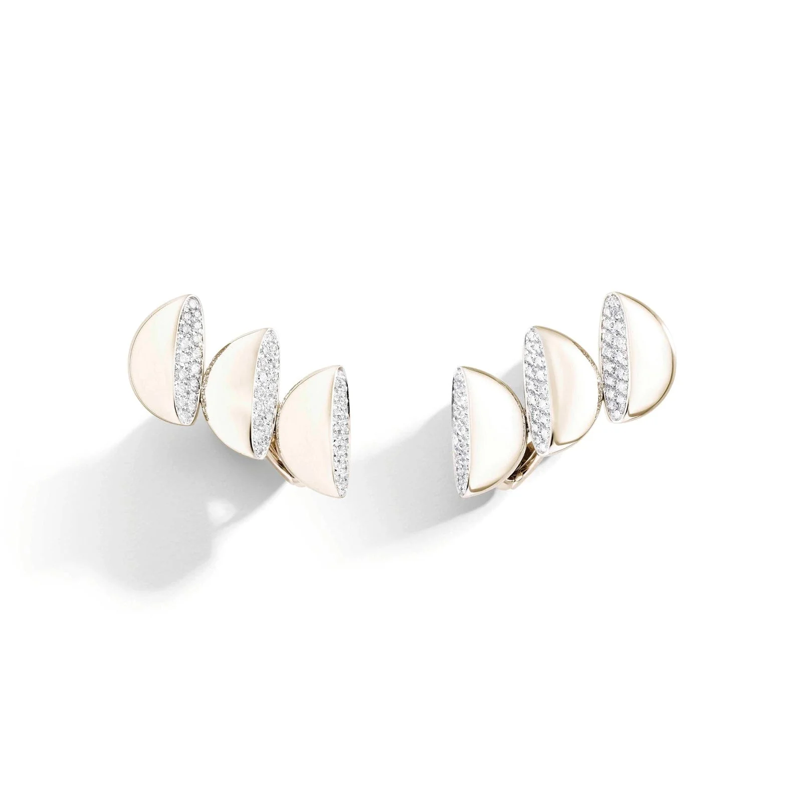 Vhernier 18K White Gold Diamond Eclisse Climber Earrings