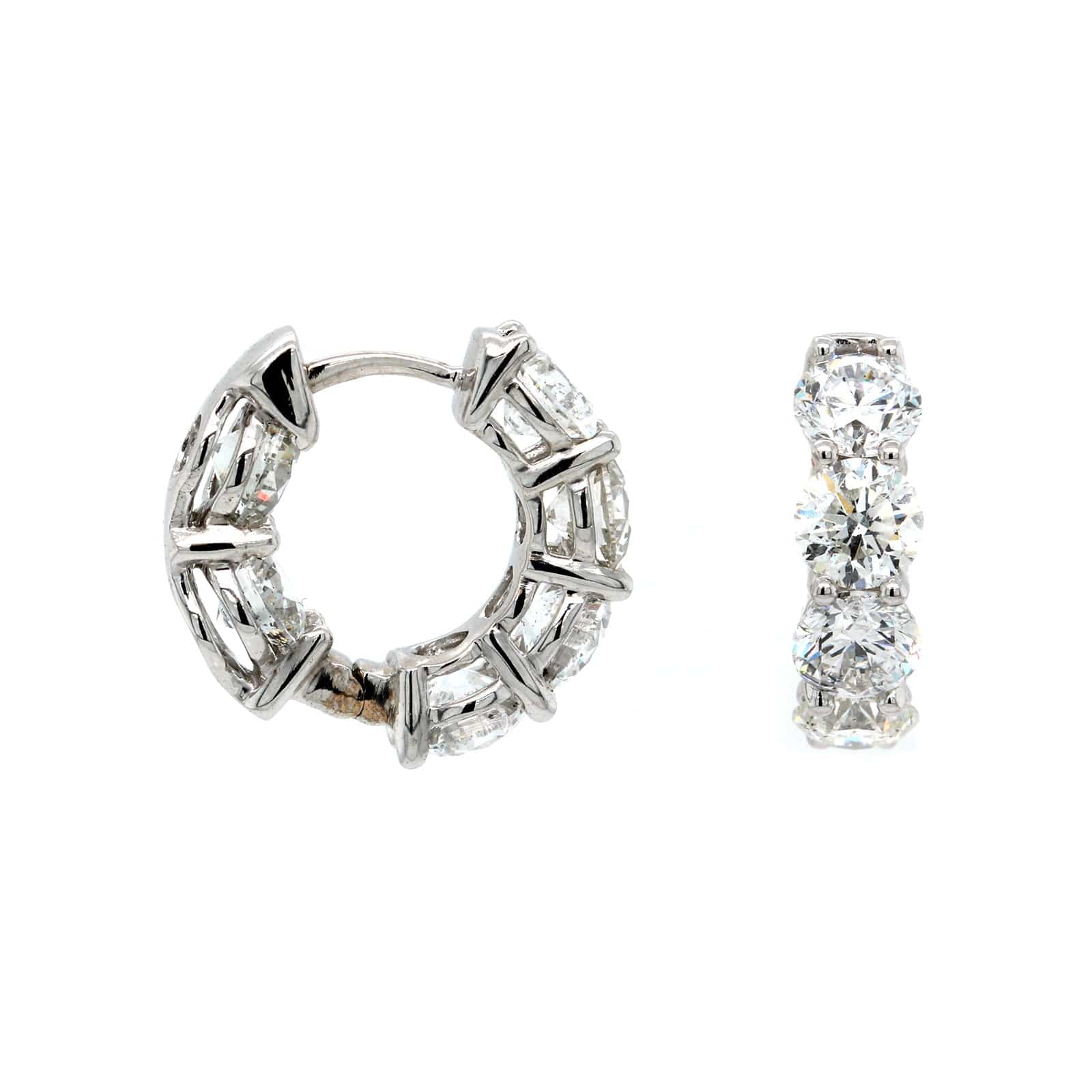 18K White Gold Inside Out Diamond Huggie Earrings