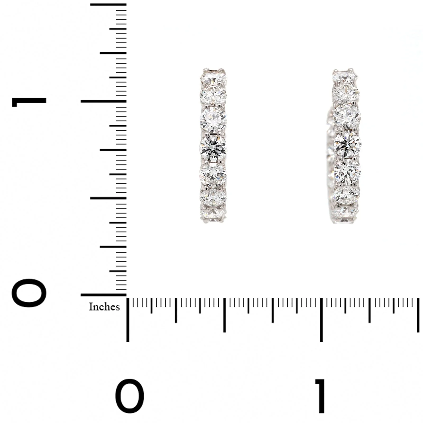 18K White Gold Open Diamond Hoops - Image 2