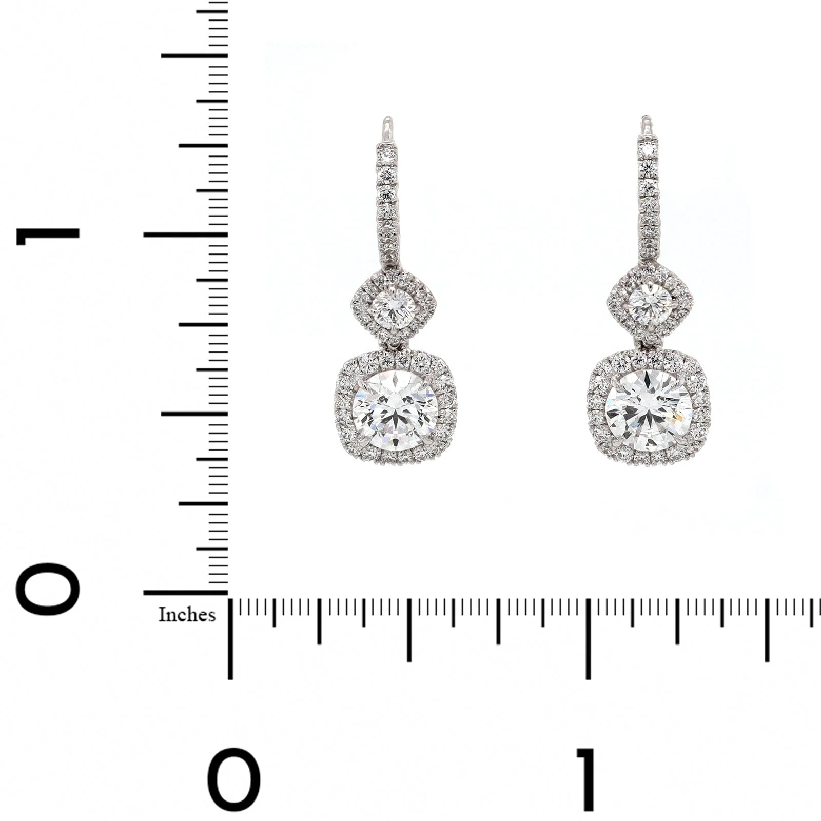 18K White Gold Diamond Drop Earrings - Image 2