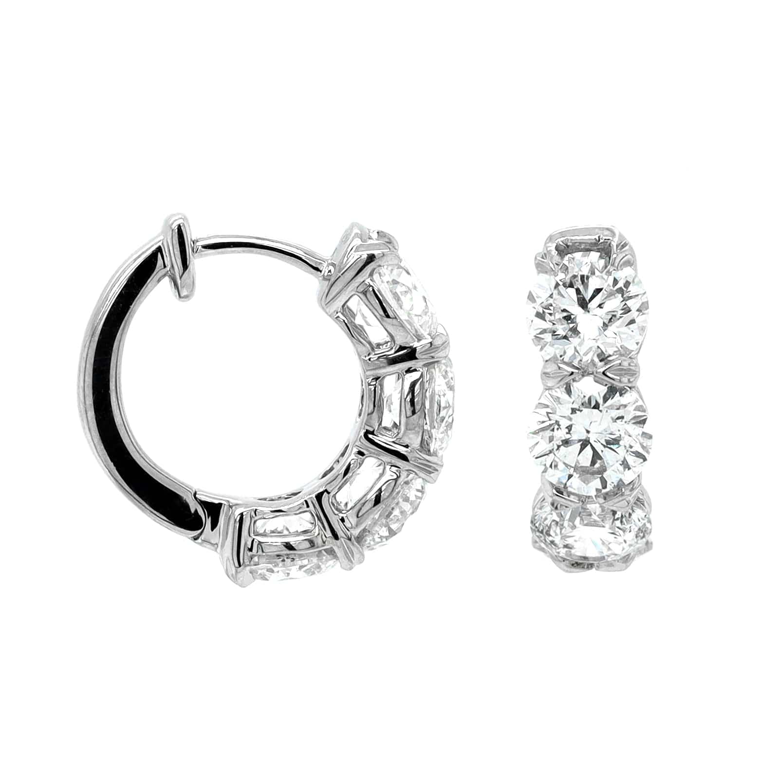 18K White Gold Inside Out Diamond Huggie Earrings