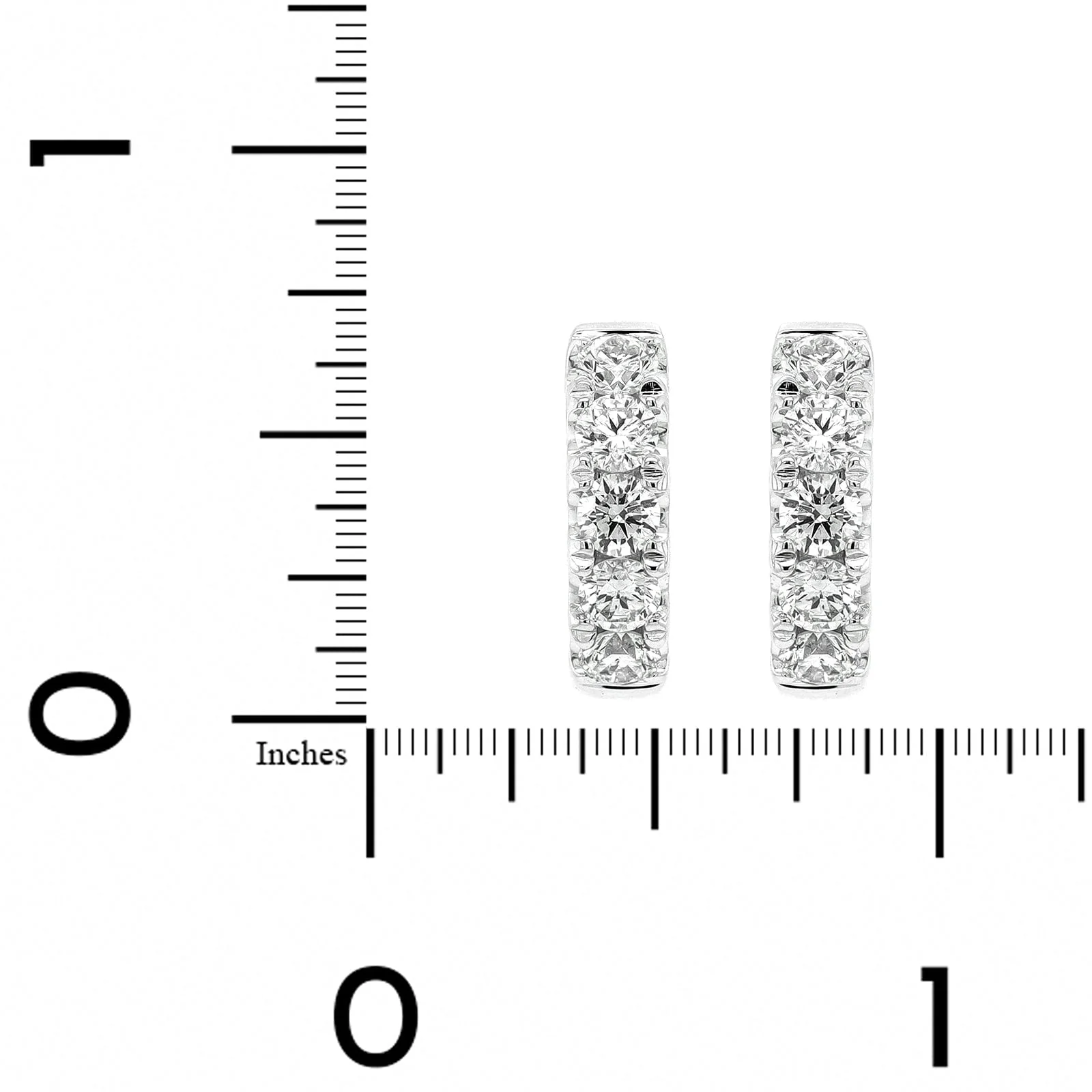 14K White Gold Diamond Huggie Earrings - Image 2