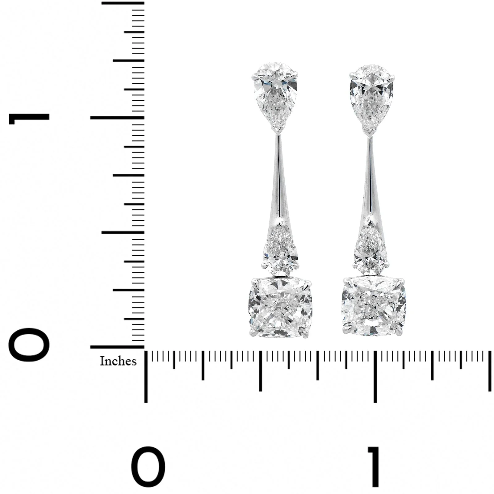Etho Maria 18K White Gold Cushion Cut and Pear Shaped Diamond Drop Earrings - Image 2