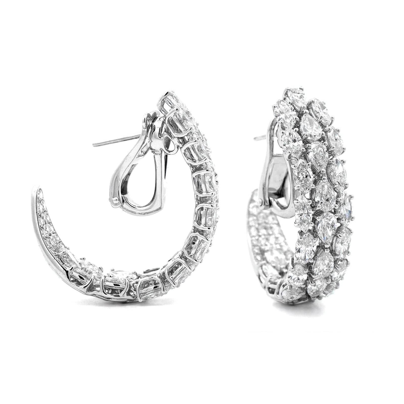 Etho Maria 18K White Gold Multi Shaped Diamond Hoop Earrings - Image 3
