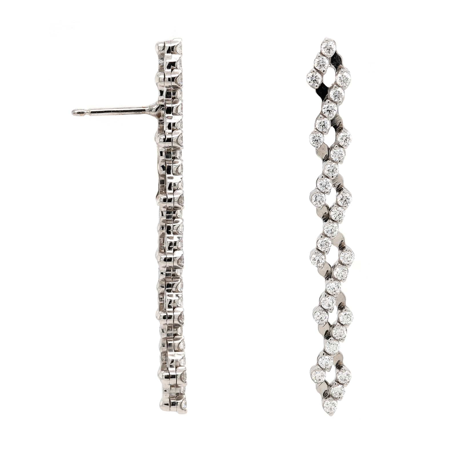 18K White Gold 5 Row Adjustable Diamond Earrings - Image 2