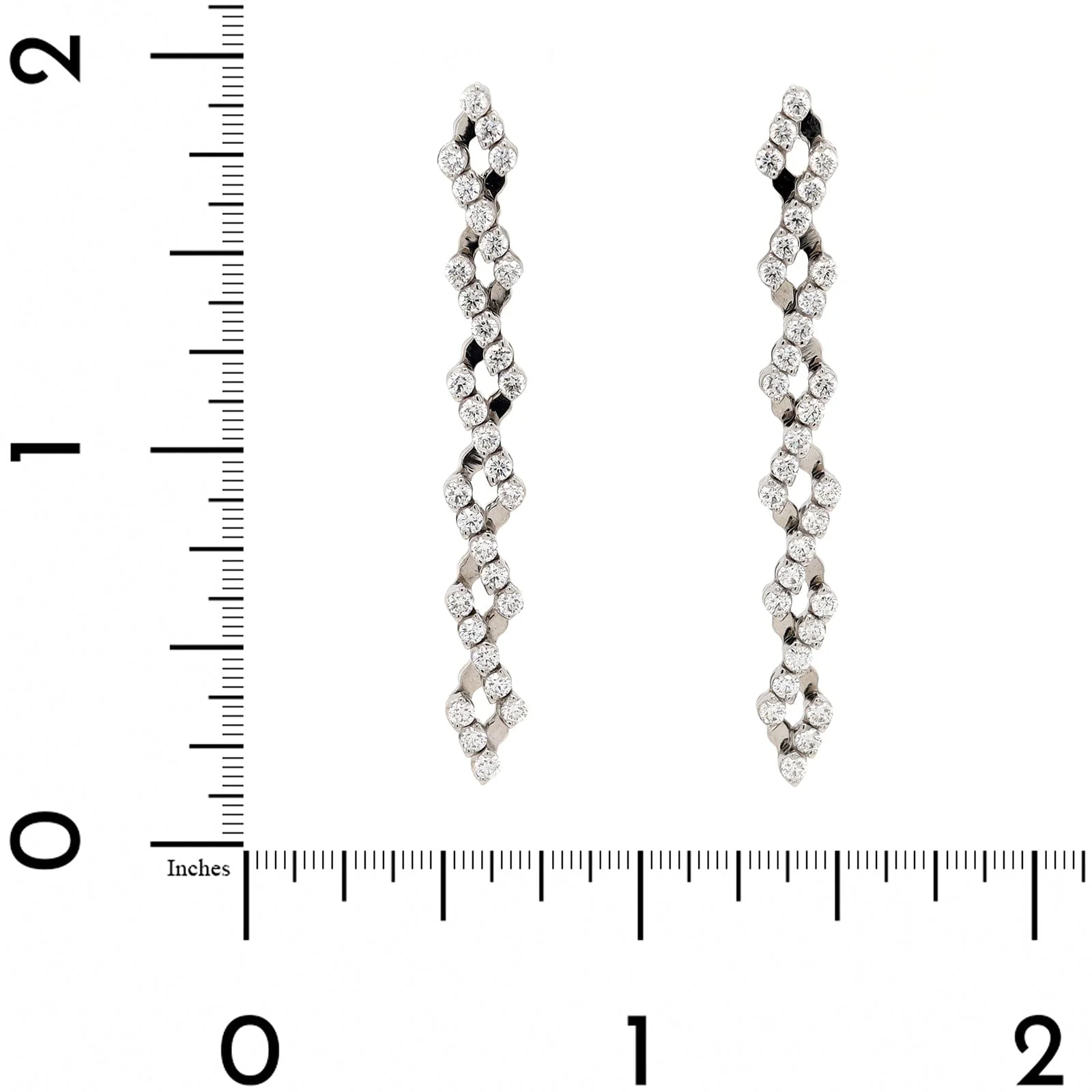 18K White Gold 5 Row Adjustable Diamond Earrings - Image 3