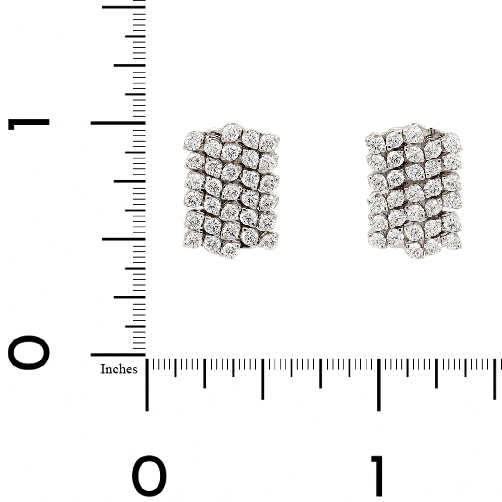 18K White Gold 5 Row Adjustable Diamond Earrings - Image 4