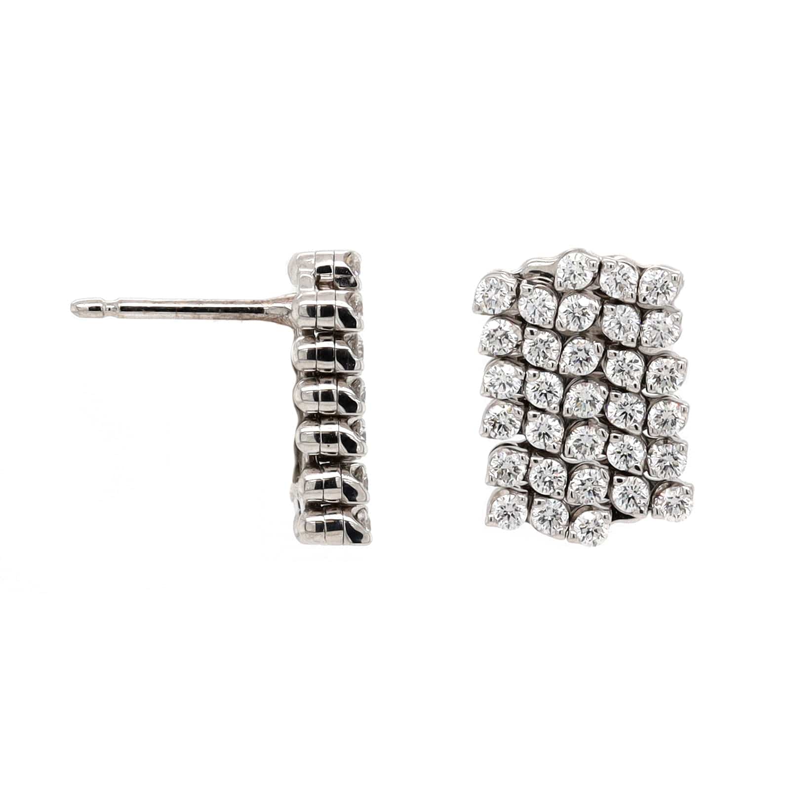 18K White Gold 5 Row Adjustable Diamond Earrings - Image 5