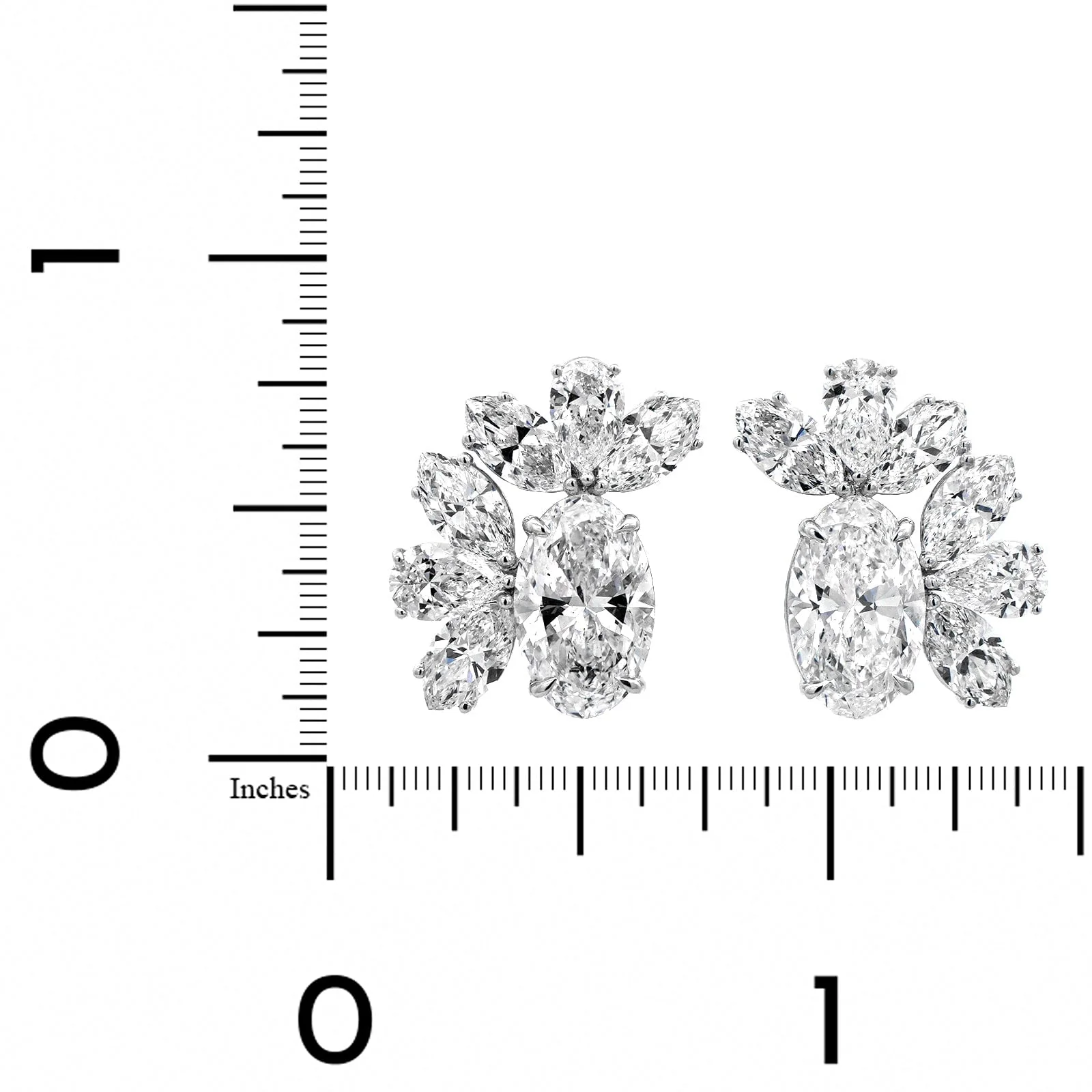 18K White Gold Pear Shaped Diamond Flower Stud Earrings - Image 2