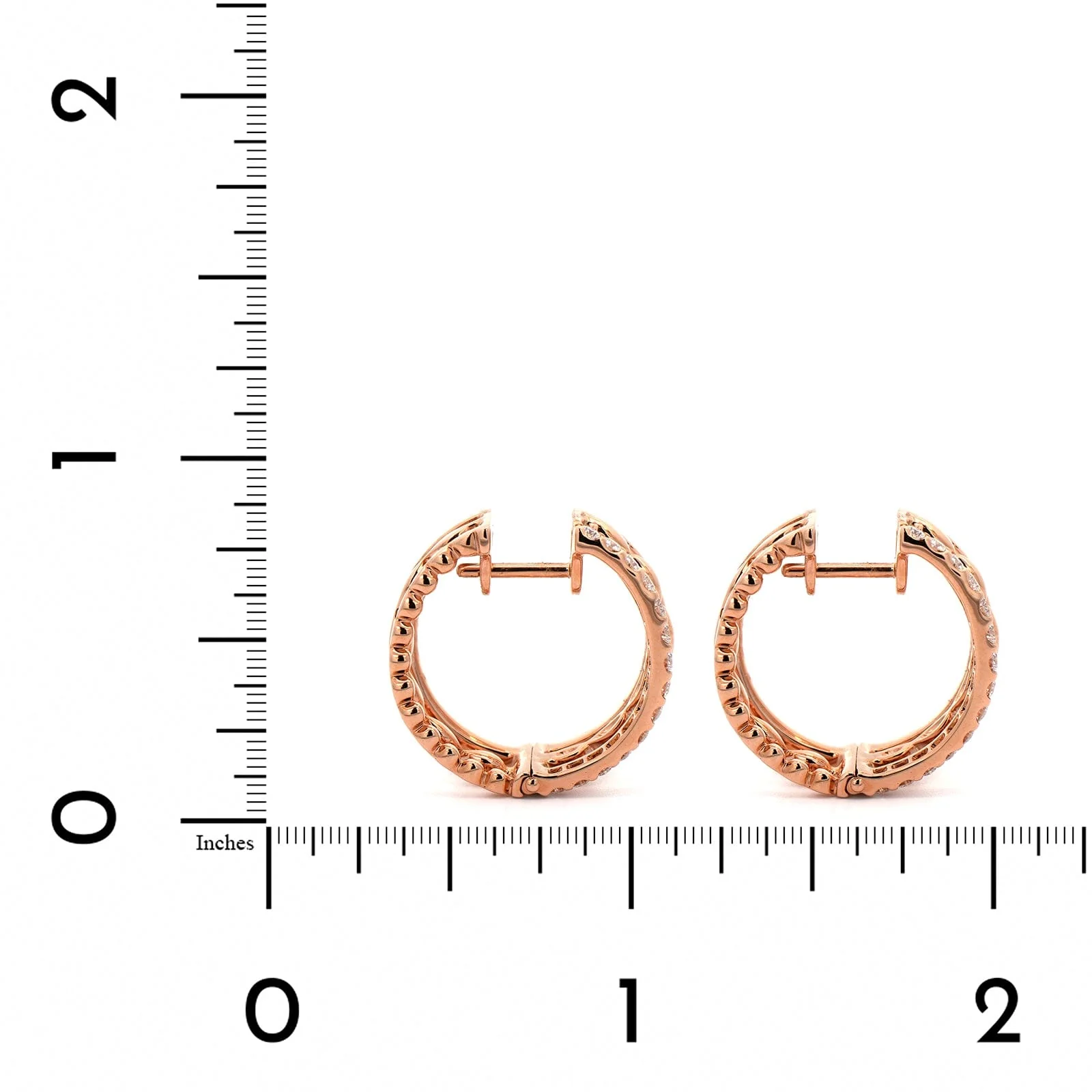 Etho Maria 18K Rose Gold Multi Row Diamond Hoop Earrings - Image 2
