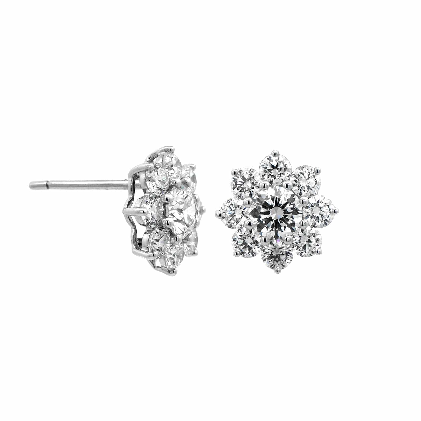 Etho Maria 18K White Gold Diamond Flower Stud Earrings