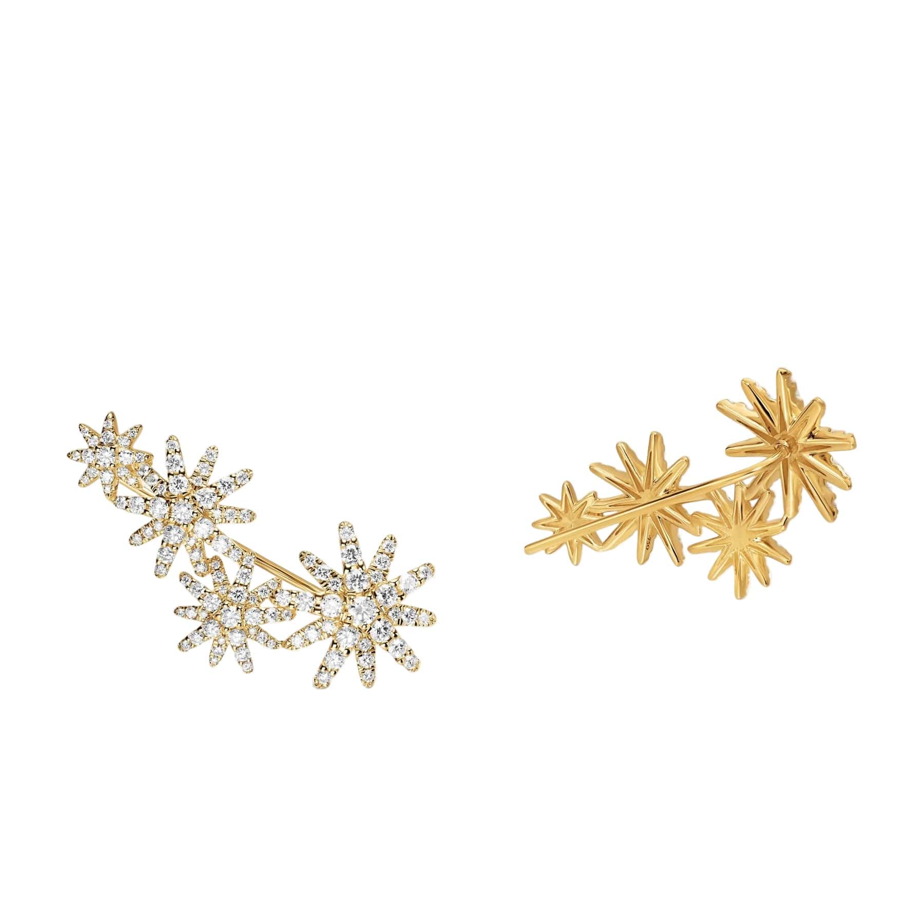 Starburst Full Pavé Climber Earrings 18K Yellow Gold with Diamonds, 26.9mm - Image 2