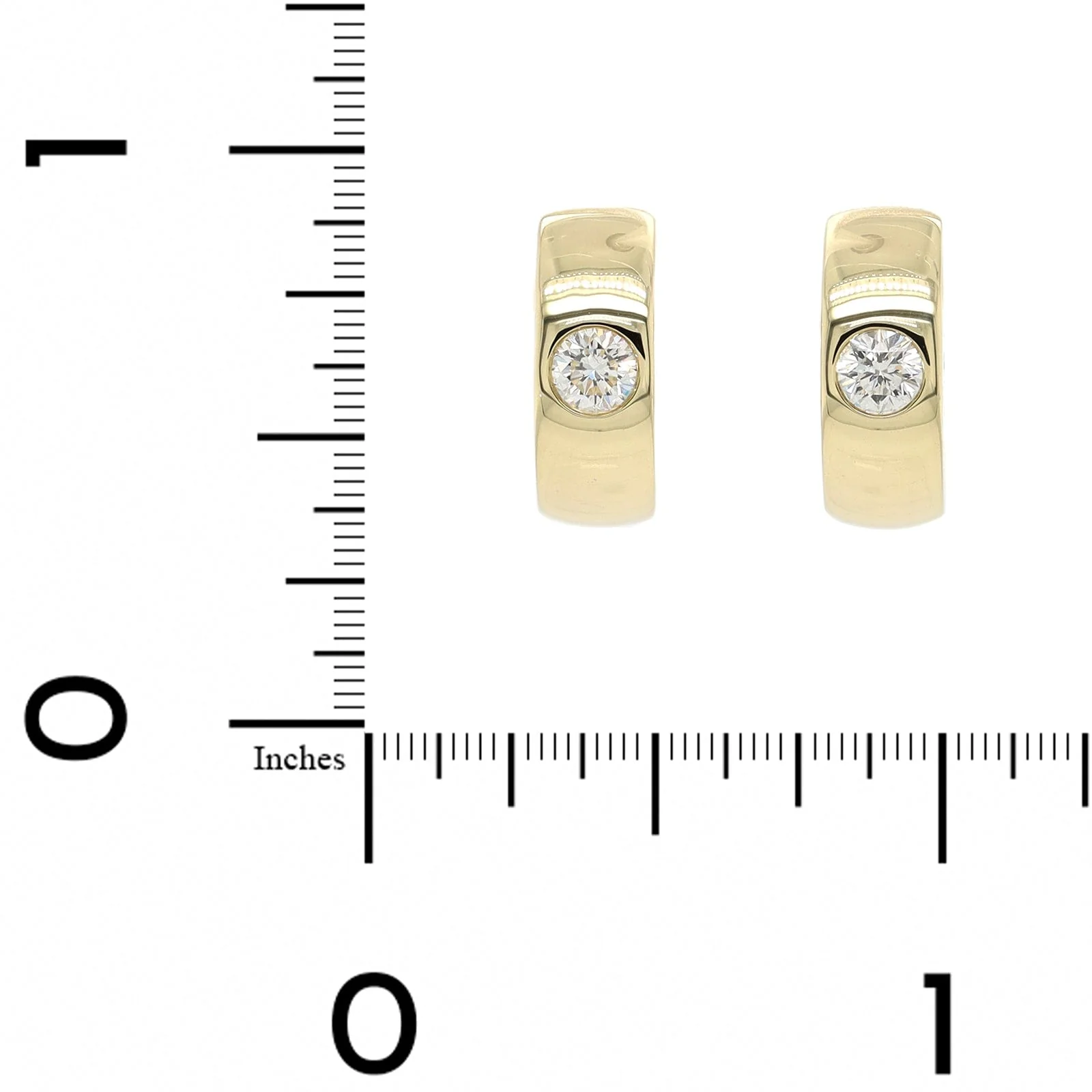 14K Yellow Gold Diamond Huggie Earrings - Image 2