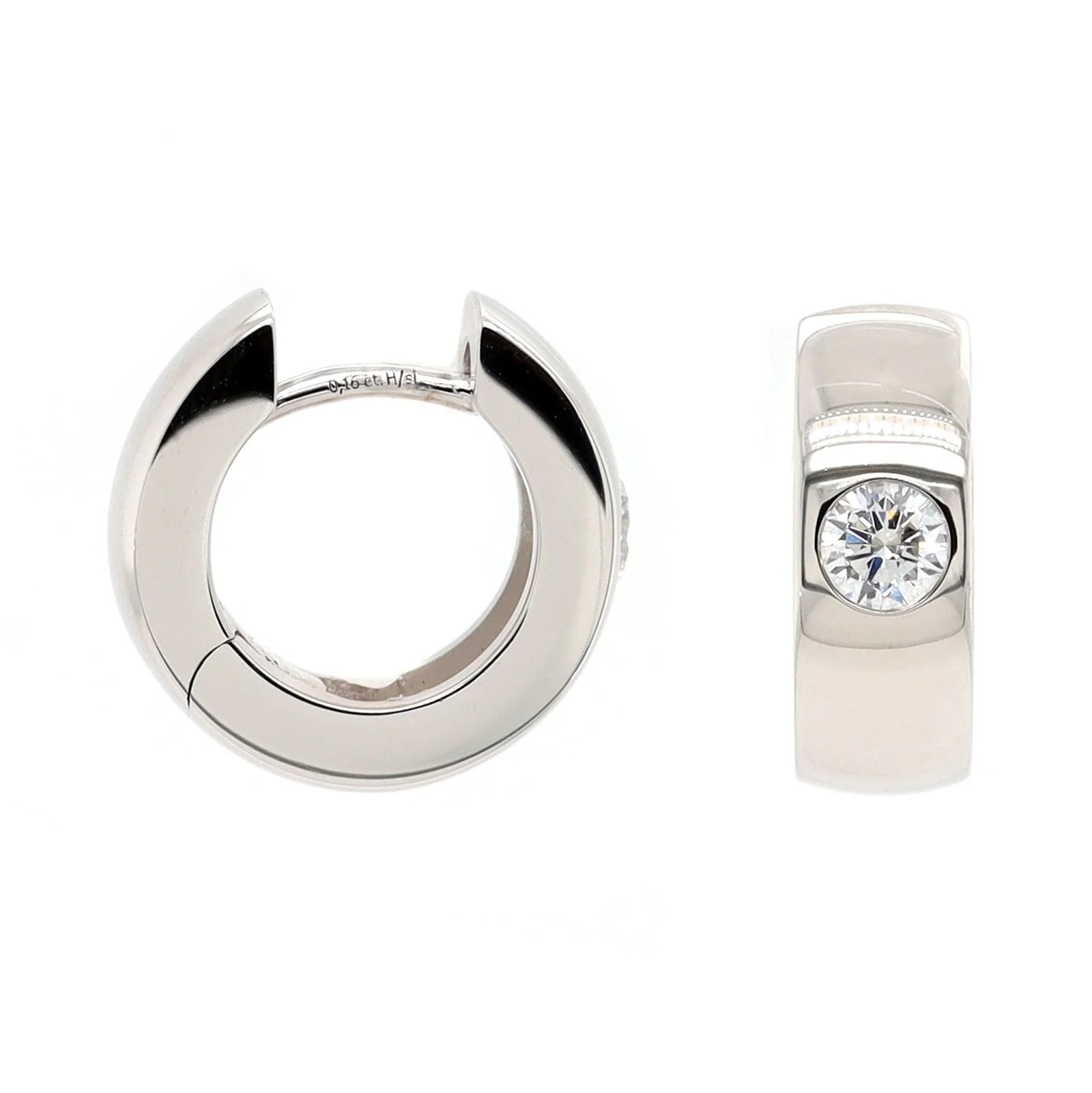 14K White Gold Diamond Huggie Earrings