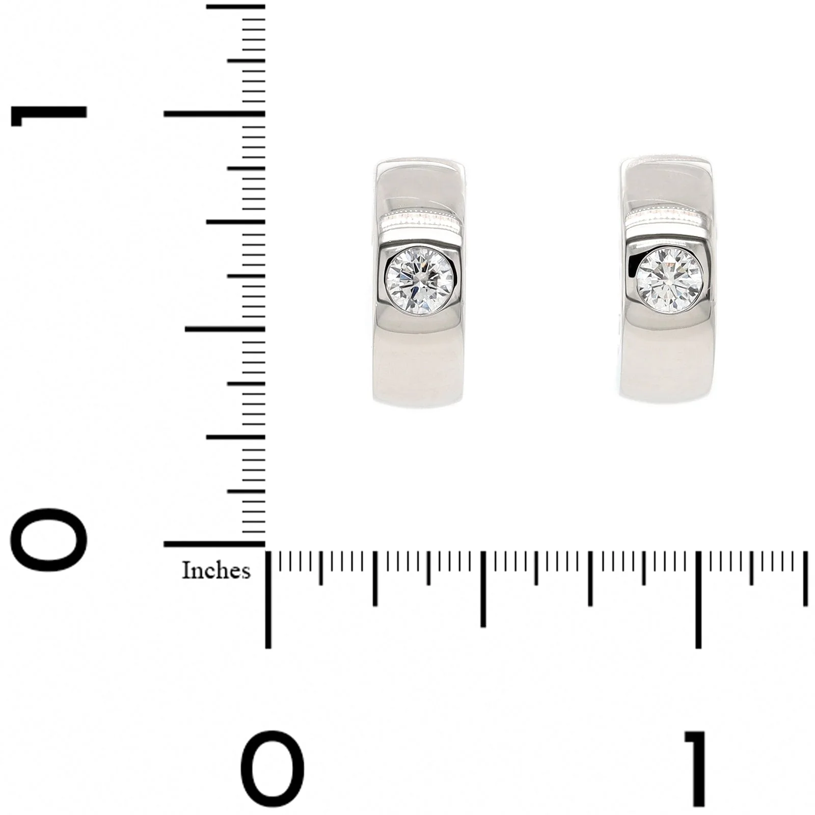 14K White Gold Diamond Huggie Earrings - Image 2