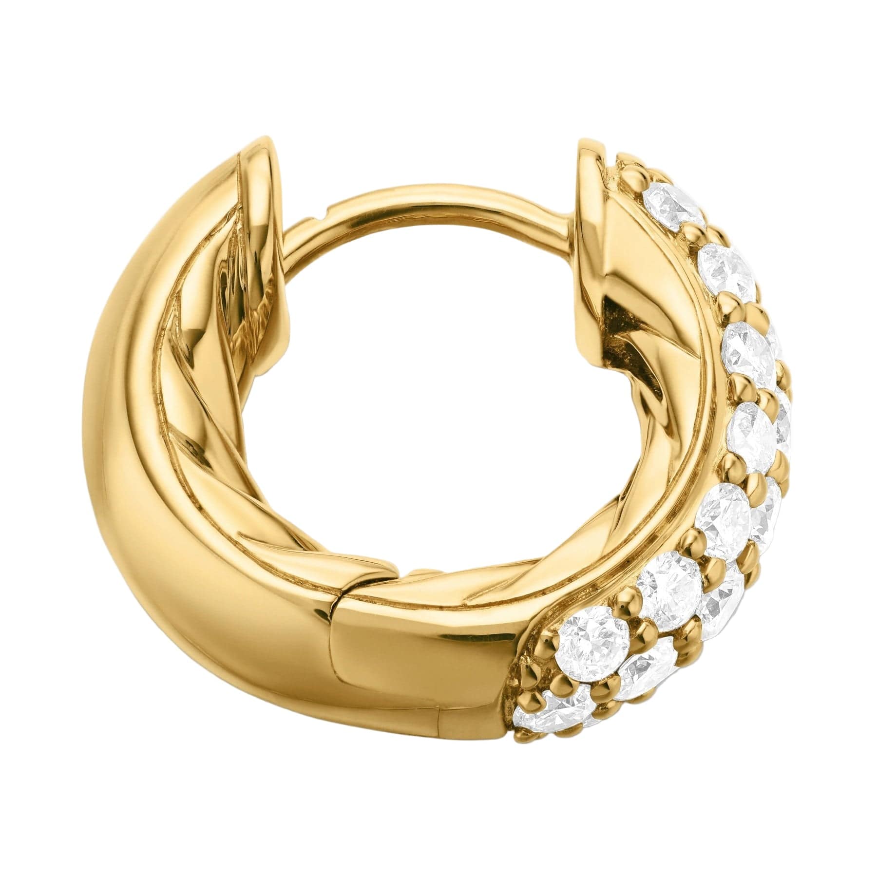 DY Mercer® Micro Hoop Earrings 18K Yellow Gold with Diamonds, 13.5mm - Image 2