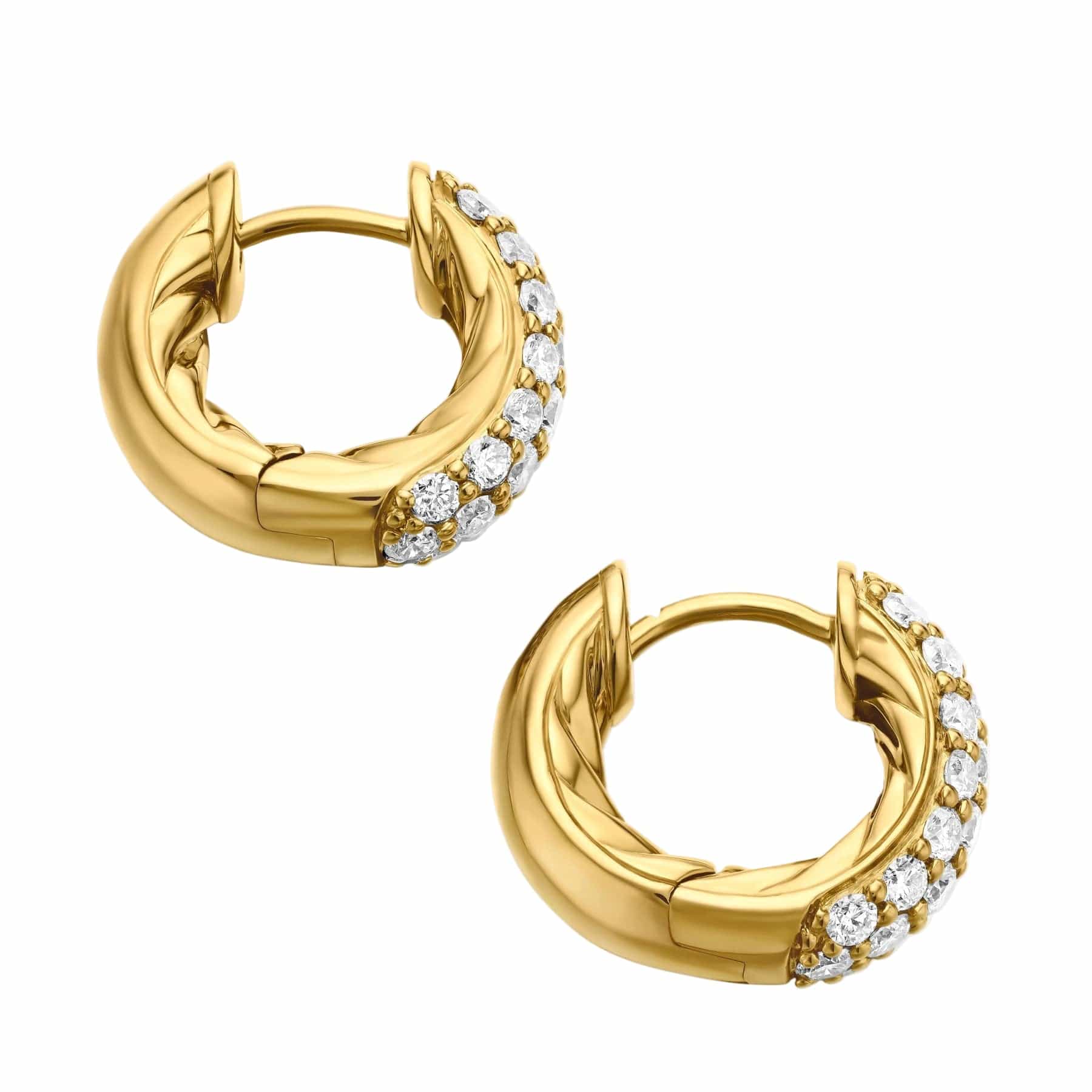 DY Mercer® Micro Hoop Earrings 18K Yellow Gold with Diamonds, 13.5mm - Image 4
