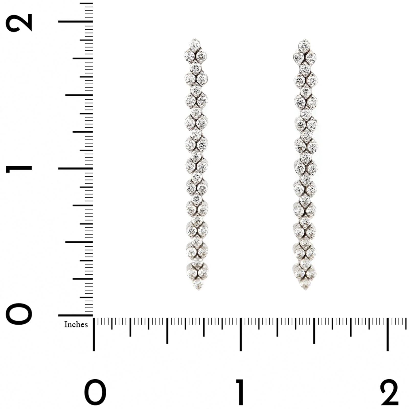 18K White Gold 3 Row Adjustable Diamond Earrings - Image 3