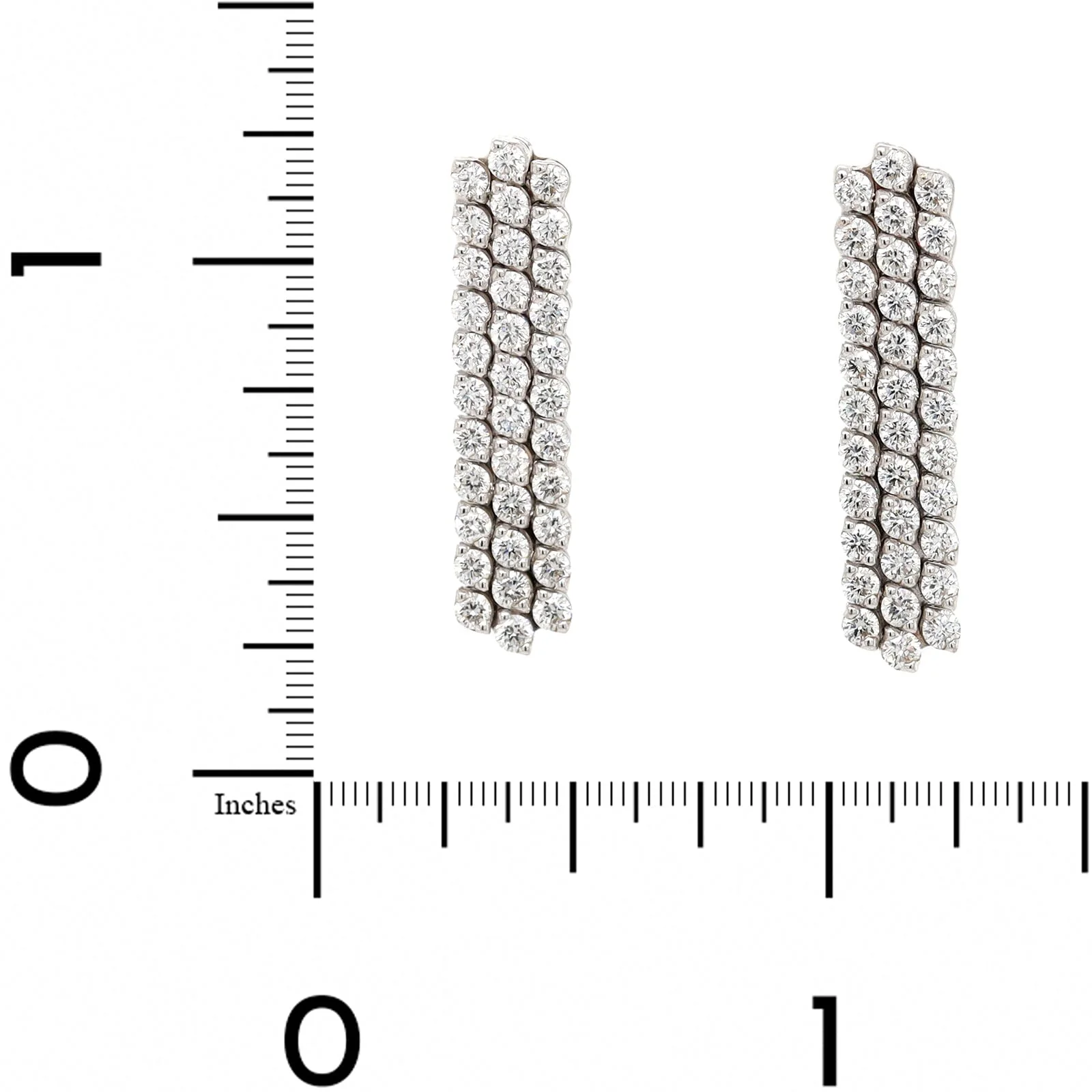 18K White Gold 3 Row Adjustable Diamond Earrings - Image 4