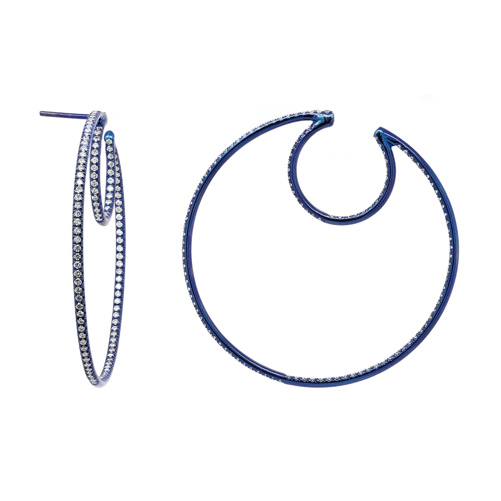 Blue Titanium Diamond Hoops - Image 3
