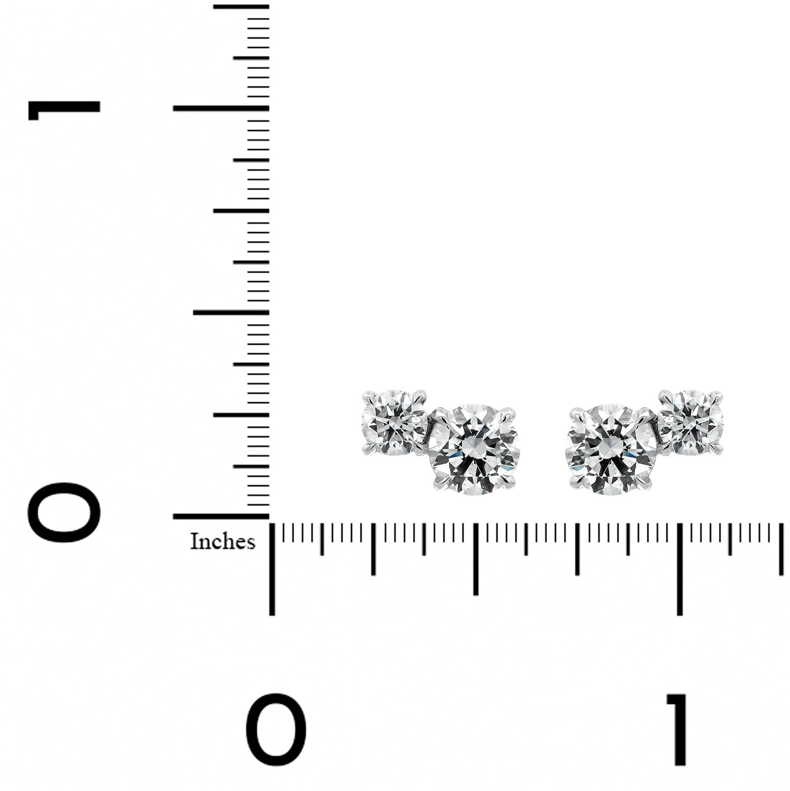 18K White Gold 2 Stone Round Diamond Stud Earrings - Image 2