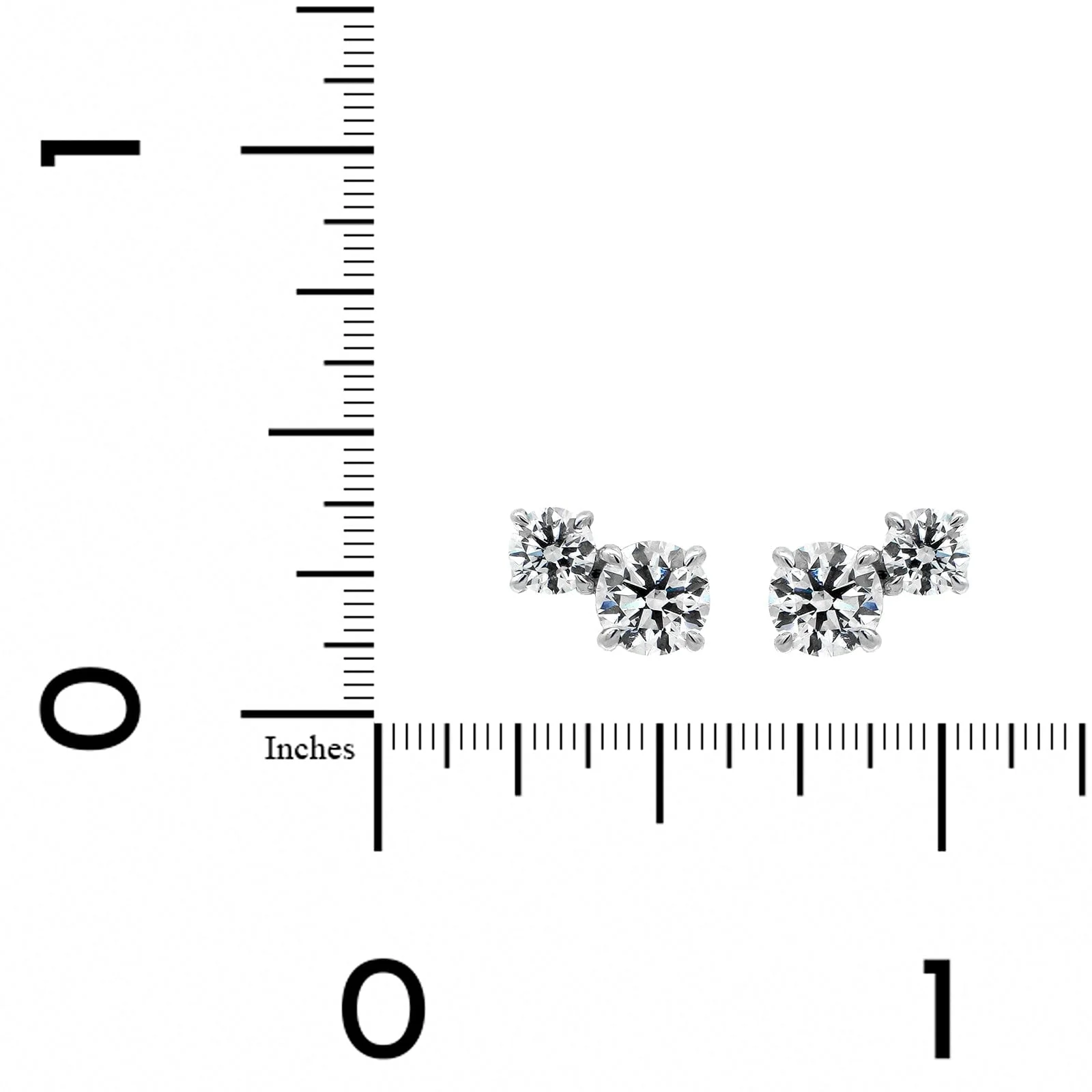 18K White Gold 2 Stone Round Diamond Stud Earrings - Image 2