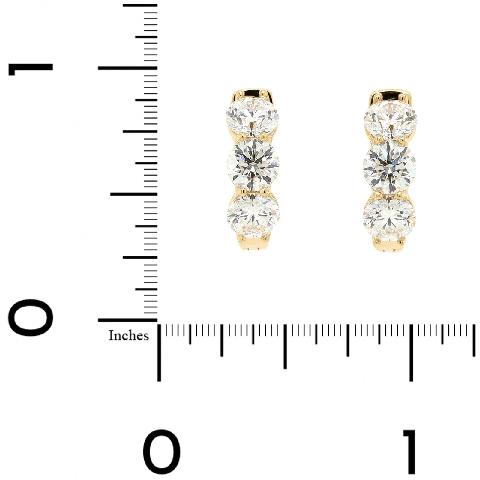 18K Yellow Gold Diamond Huggie Earrings - Image 2