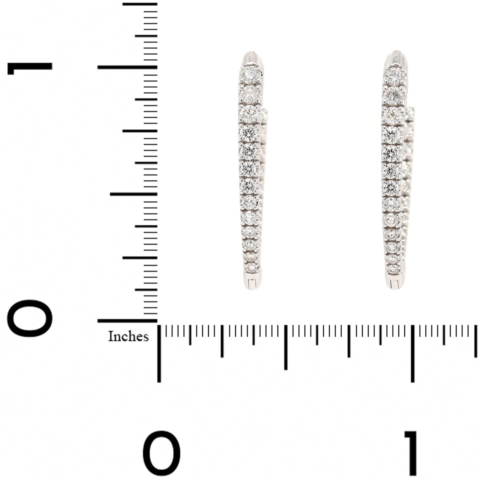 18K White Gold Diamond Marquise Shaped Hoop Earrings - Image 2