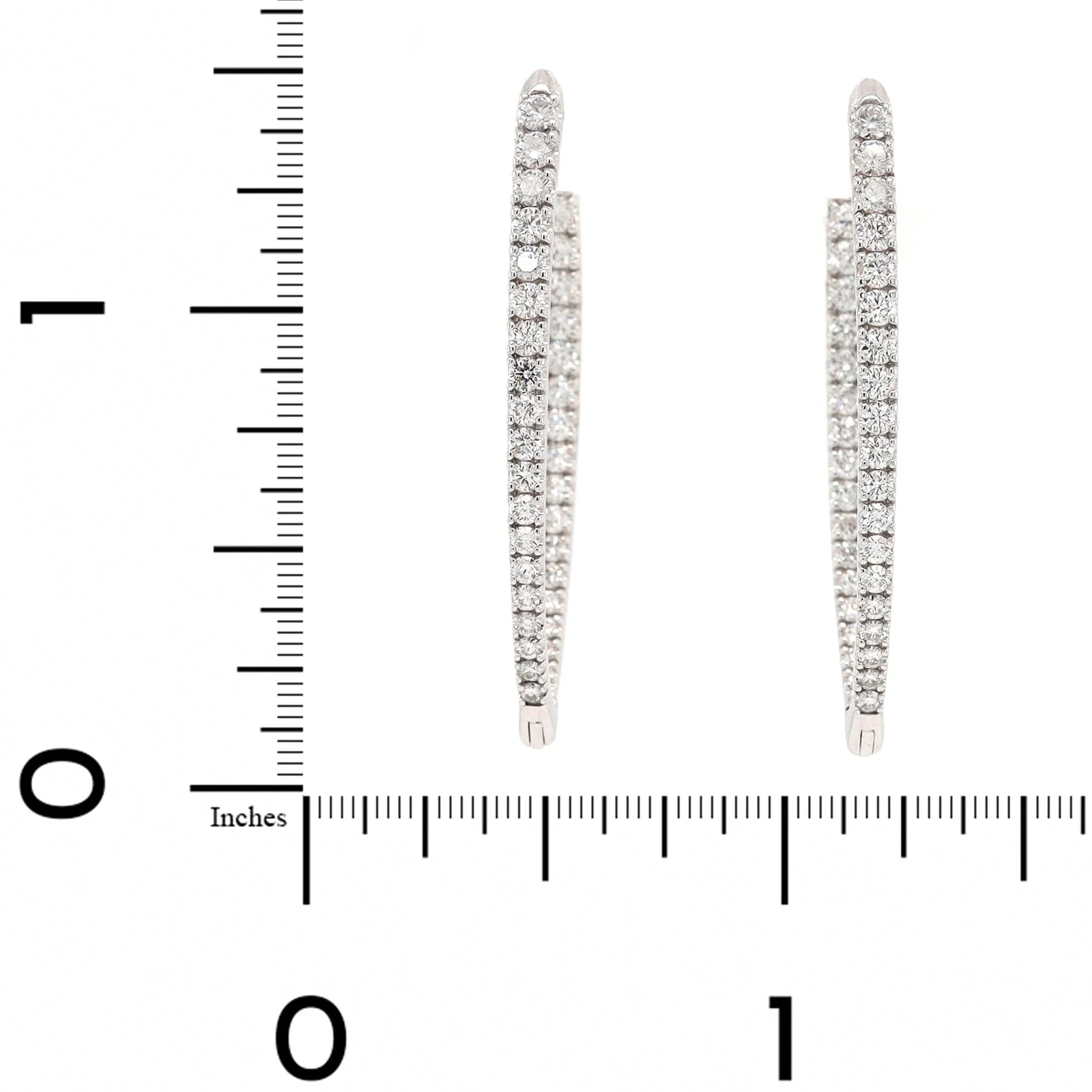 18K White Gold Diamond Marquise Shaped Hoop Earrings - Image 2