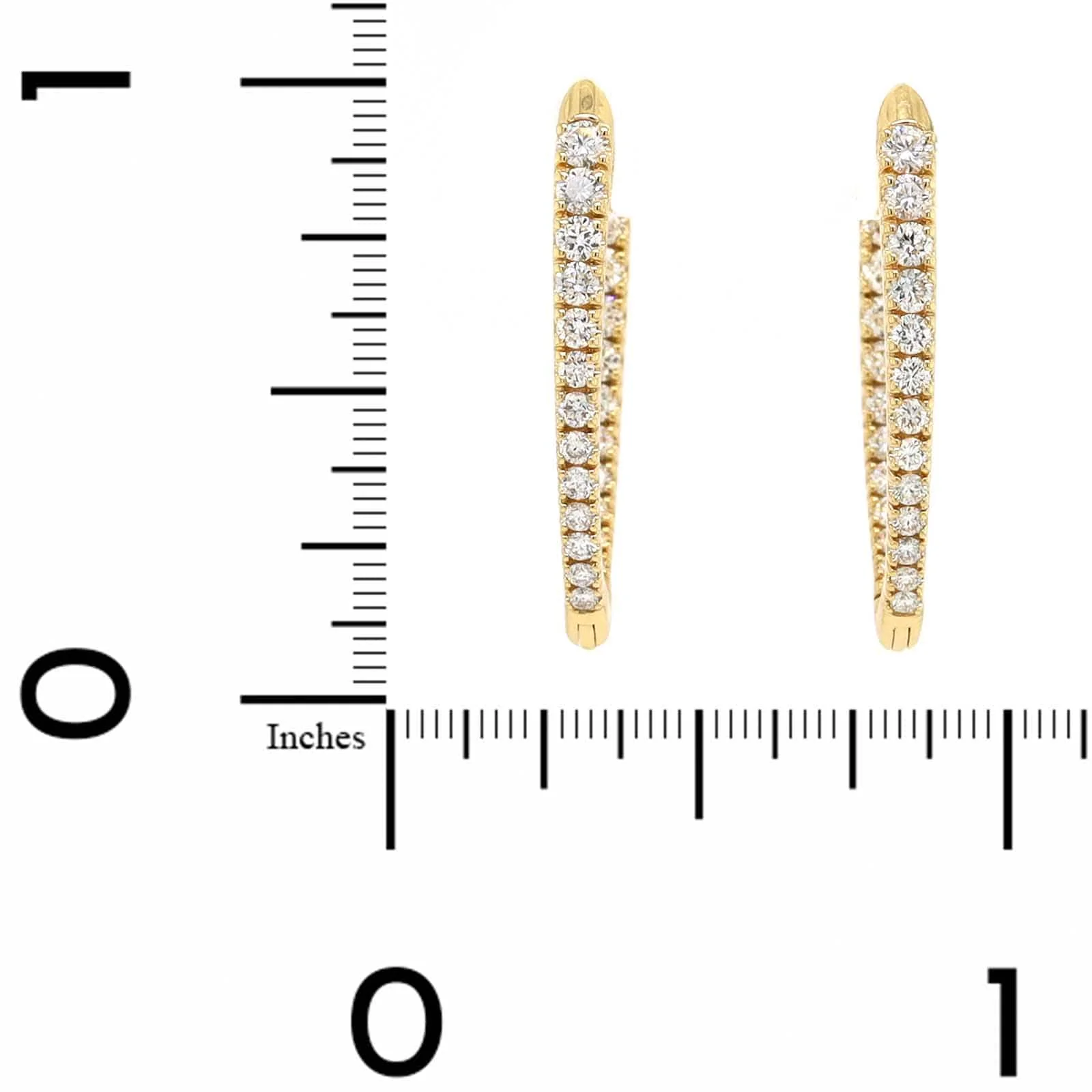 18K Yellow Gold Diamond Marquise Shaped Hoop Earrings - Image 2