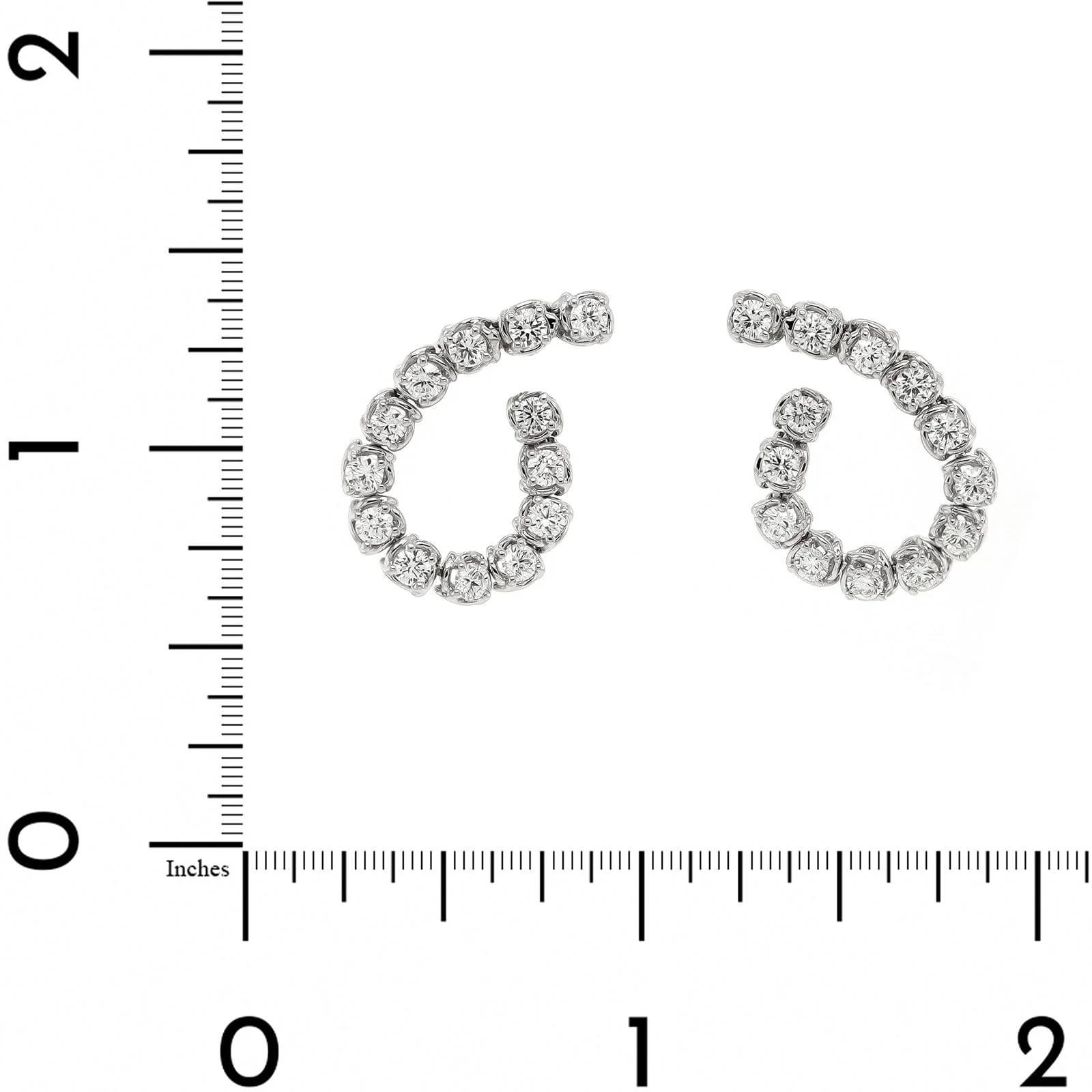 18K White Gold Diamond Twisted Hoop Earrings - Image 2