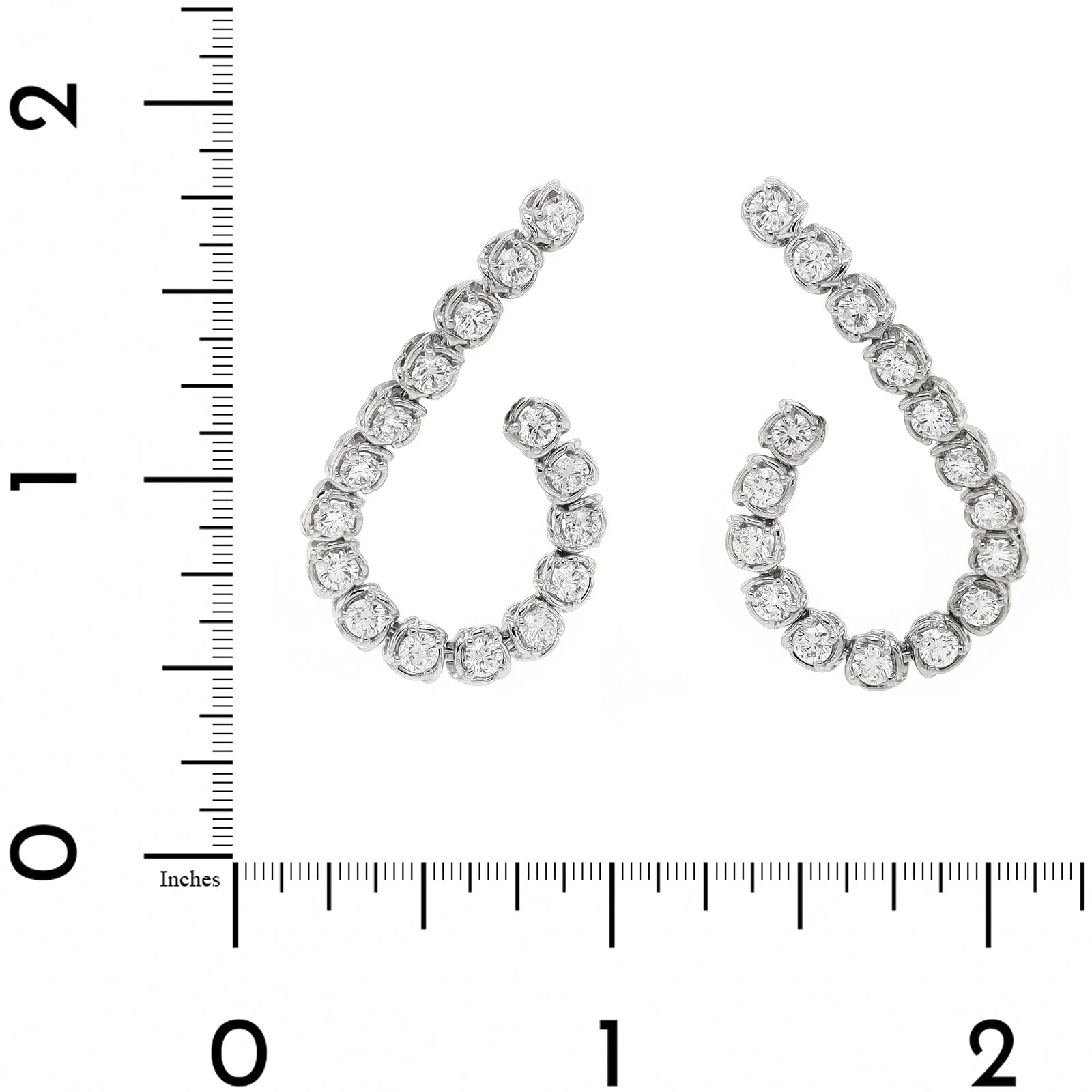 18K White Gold 2CTW Diamond Twisted Hoop Earrings - Image 2