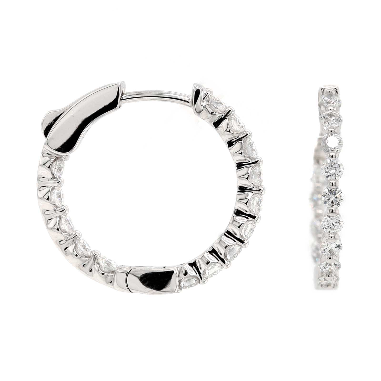 14K White Gold Inside Out Diamond Hoop Earrings