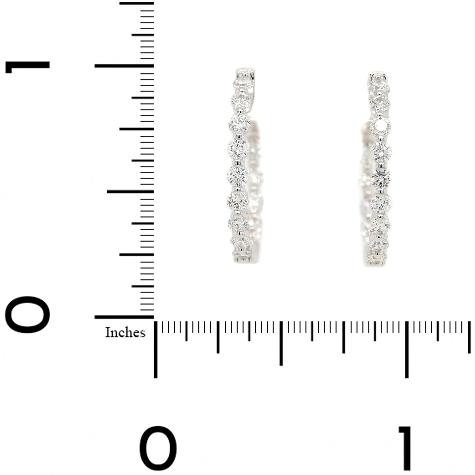 14K White Gold Inside Out Diamond Hoop Earrings - Image 2