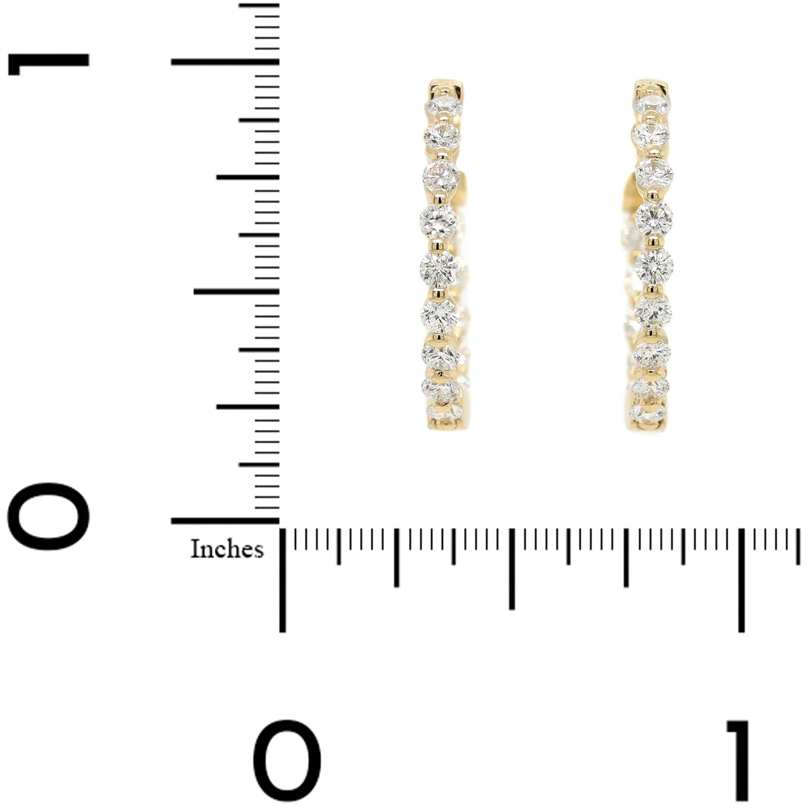 14K Yellow Gold Inside Out Diamond Hoop Earrings - Image 2