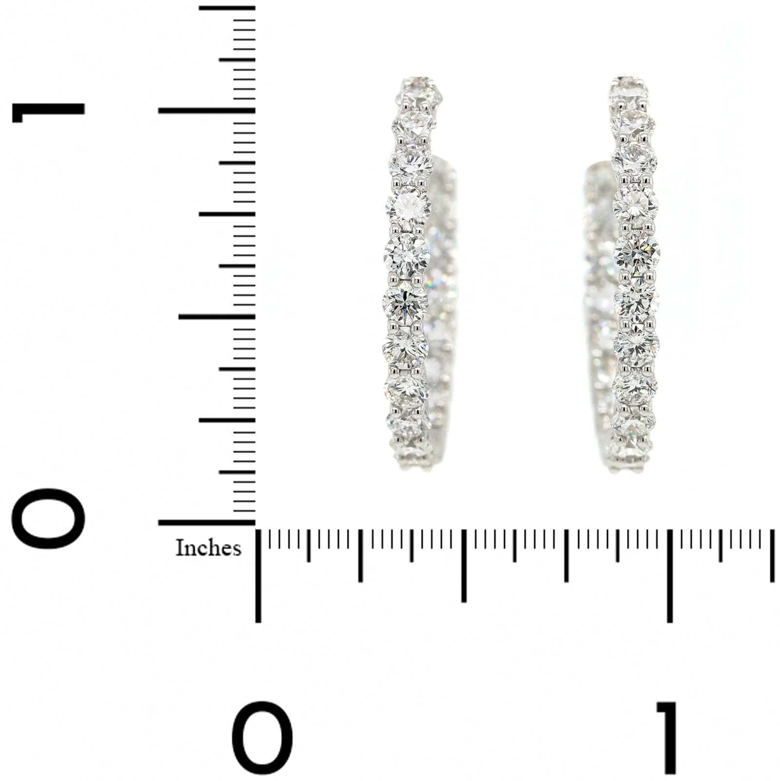 14K White Gold Inside Out Diamond Hoop Earrings - Image 2