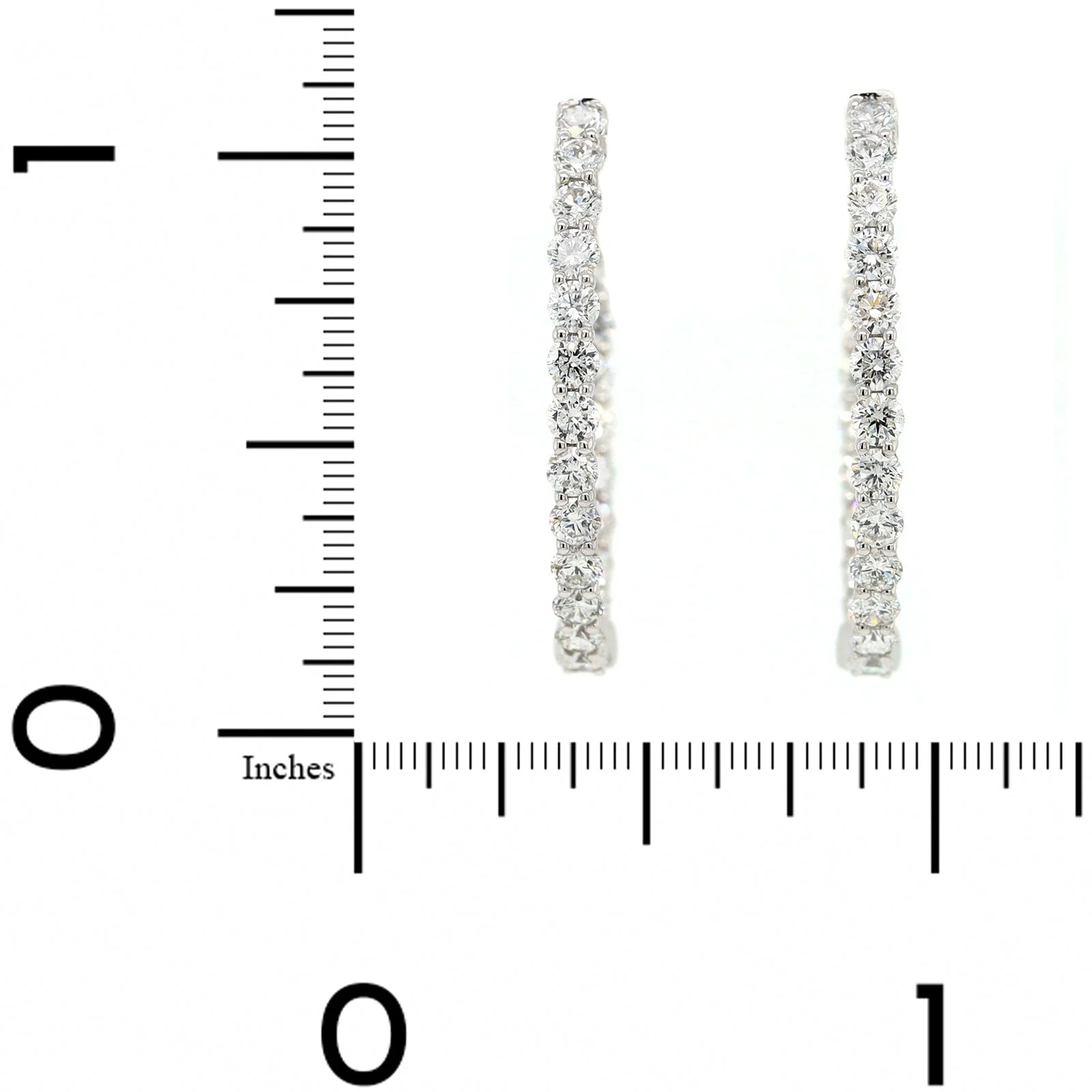 14K White Gold Inside Out Diamond Oval Hoop Earrings - Image 2