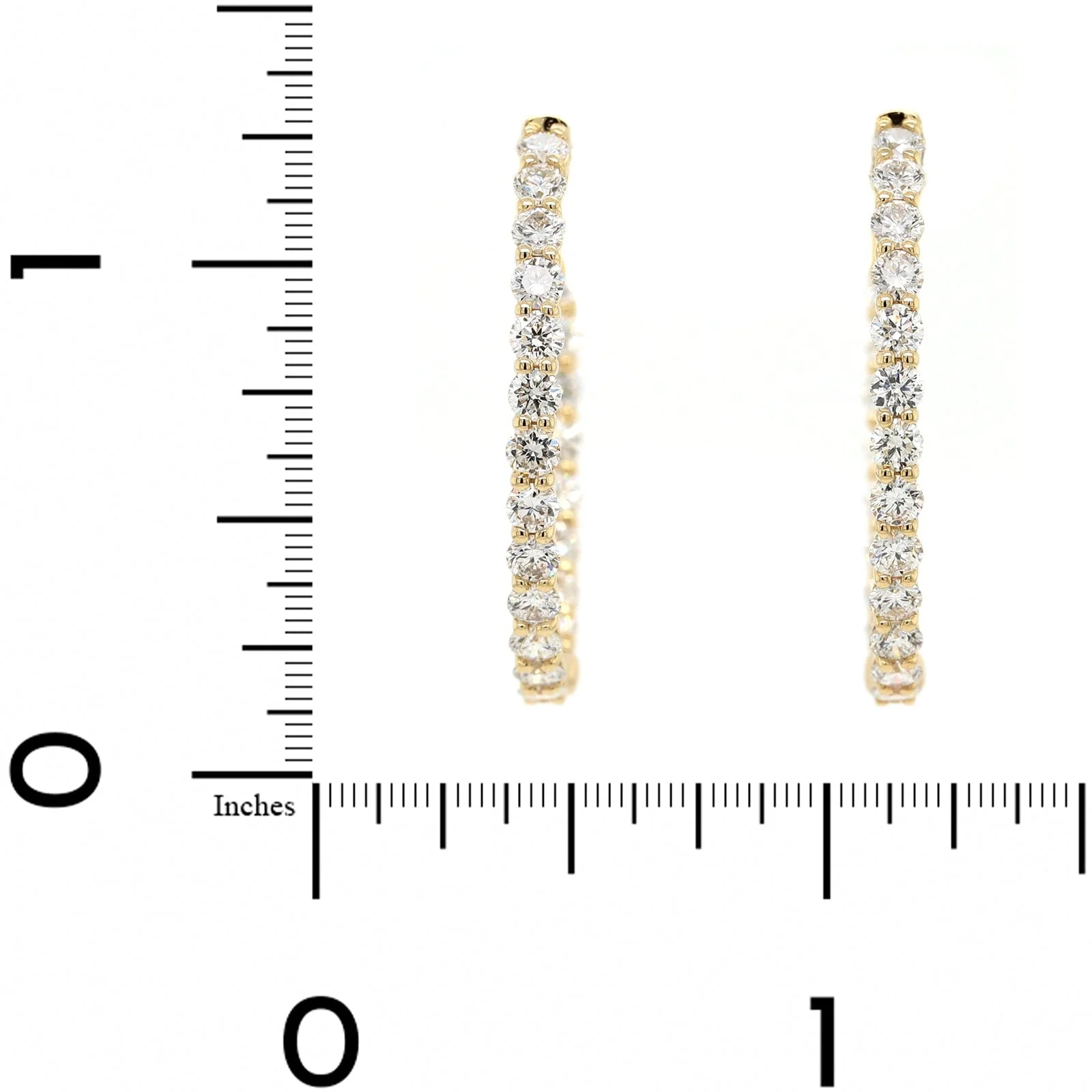14K Yellow Gold Inside Out Diamond Oval Hoop Earrings - Image 2