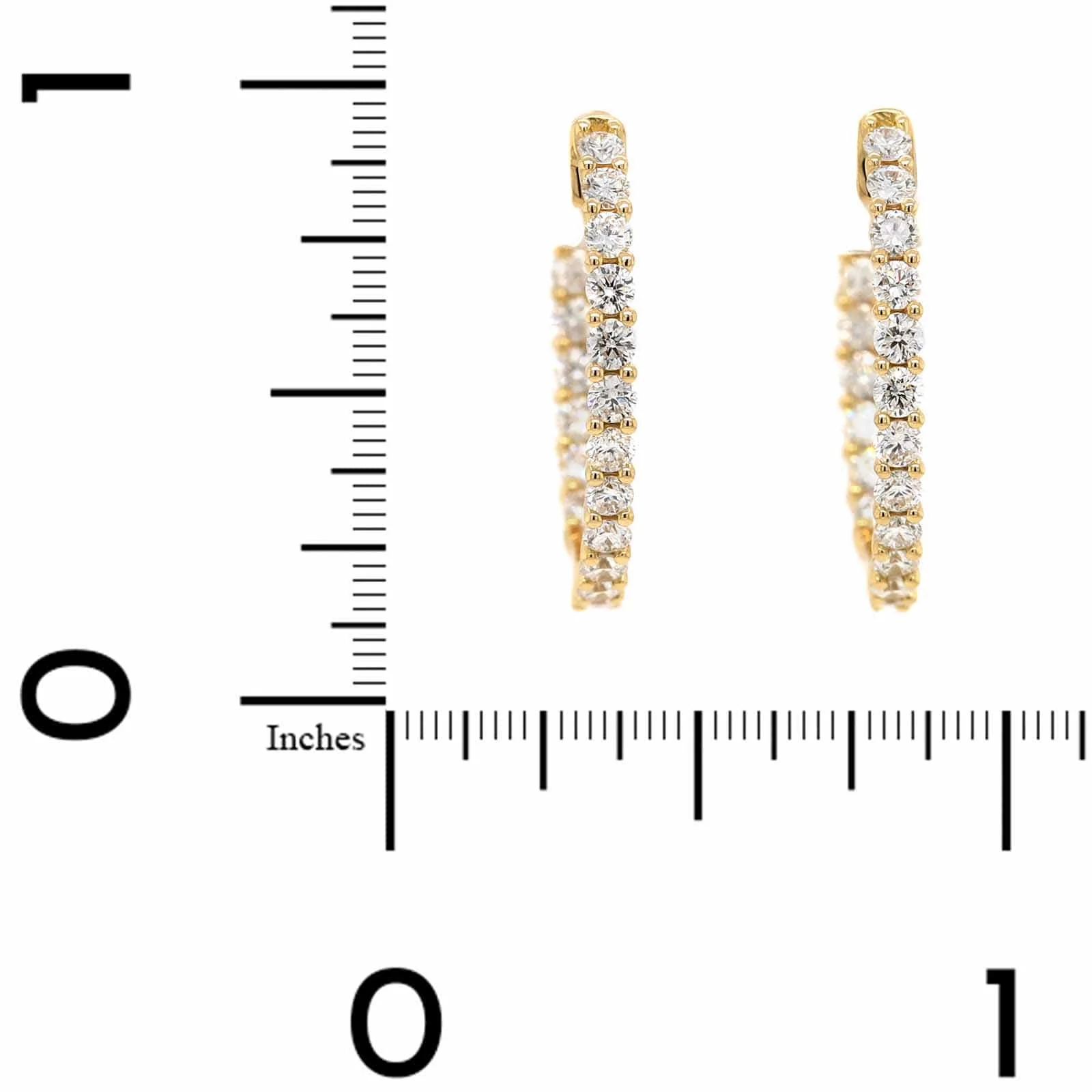 18K Yellow Gold Inside Out .75" Diamond Oval Shaped Hoop Earrings - Image 2