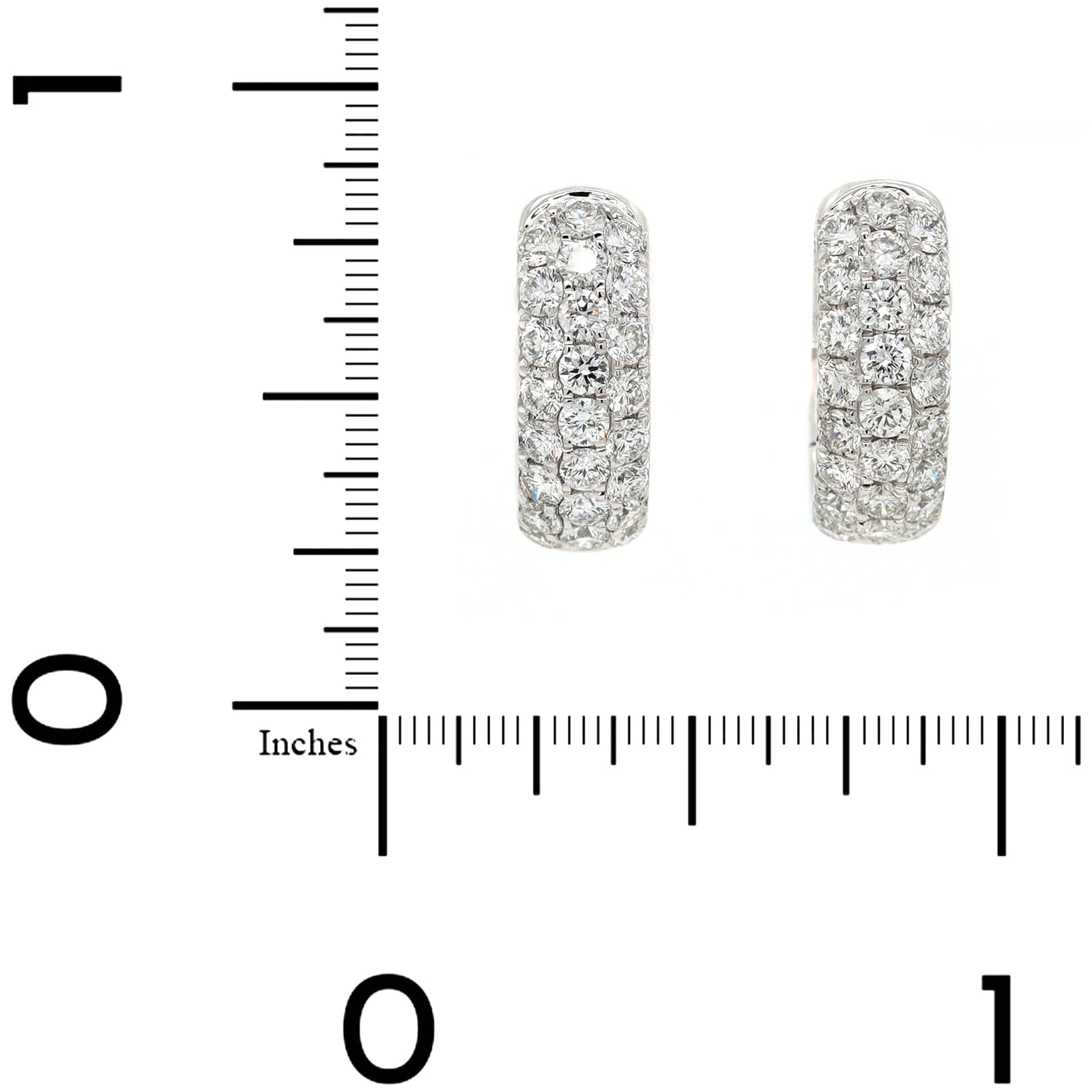 14K White Gold Pave Diamond Huggie Earrings - Image 2