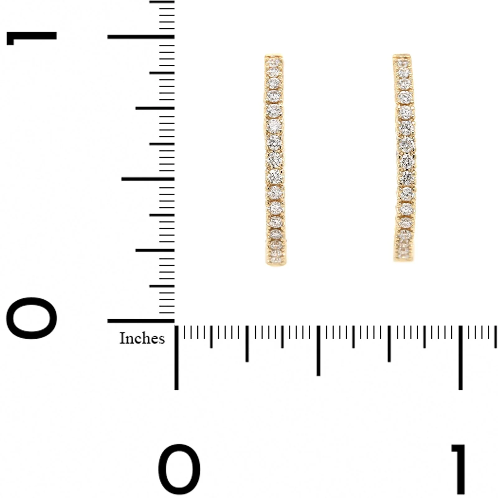 14K Yellow Gold Inside Out Diamond Hoop Earrings - Image 2