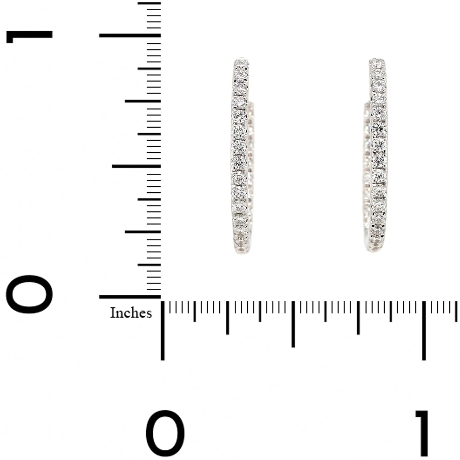 18K White Gold Inside Out .50CTW Diamond Oval Shaped Hoop Earrings - Image 2