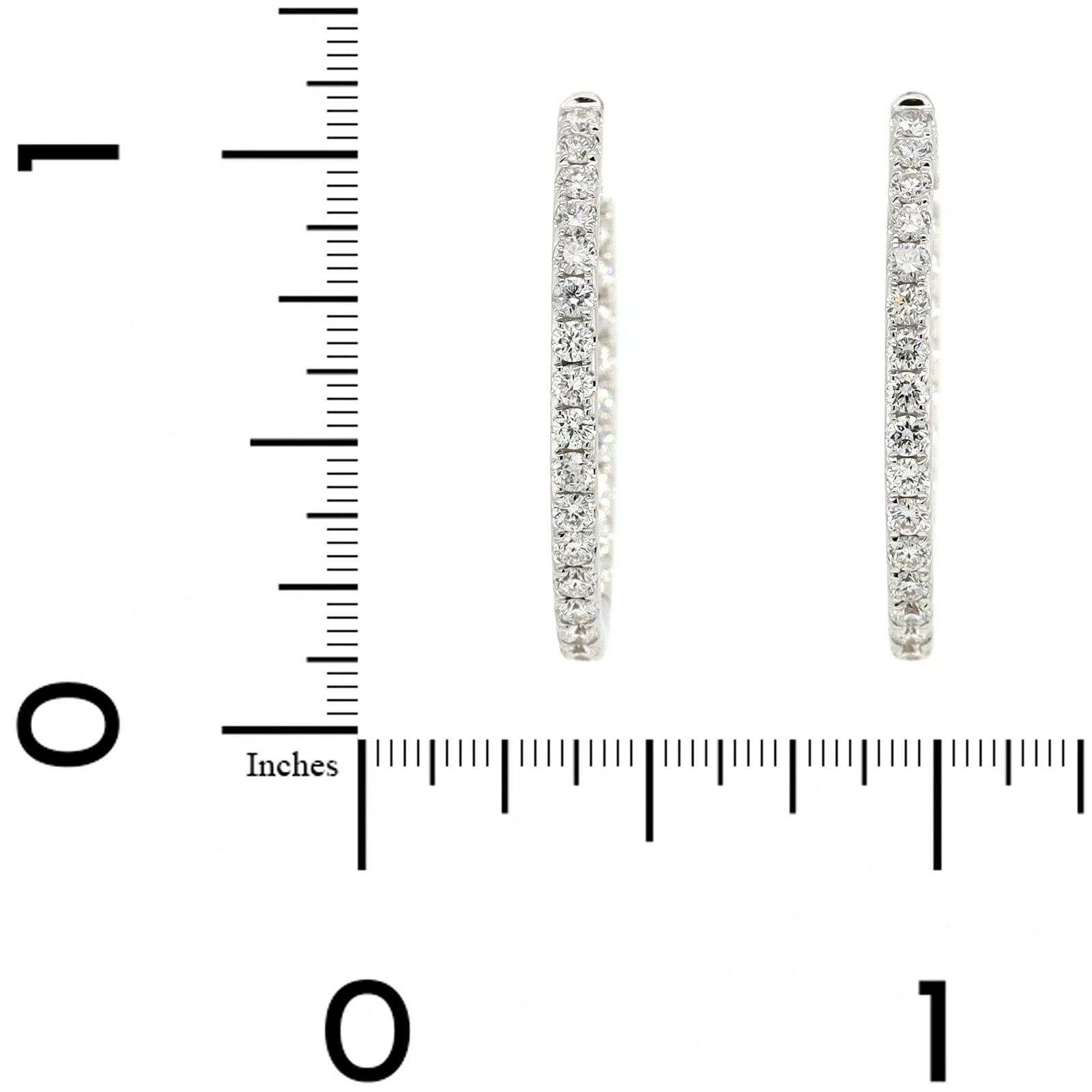 18K White Gold Inside Out 1.18CTW Diamond Oval Shaped Hoop Earrings - Image 2