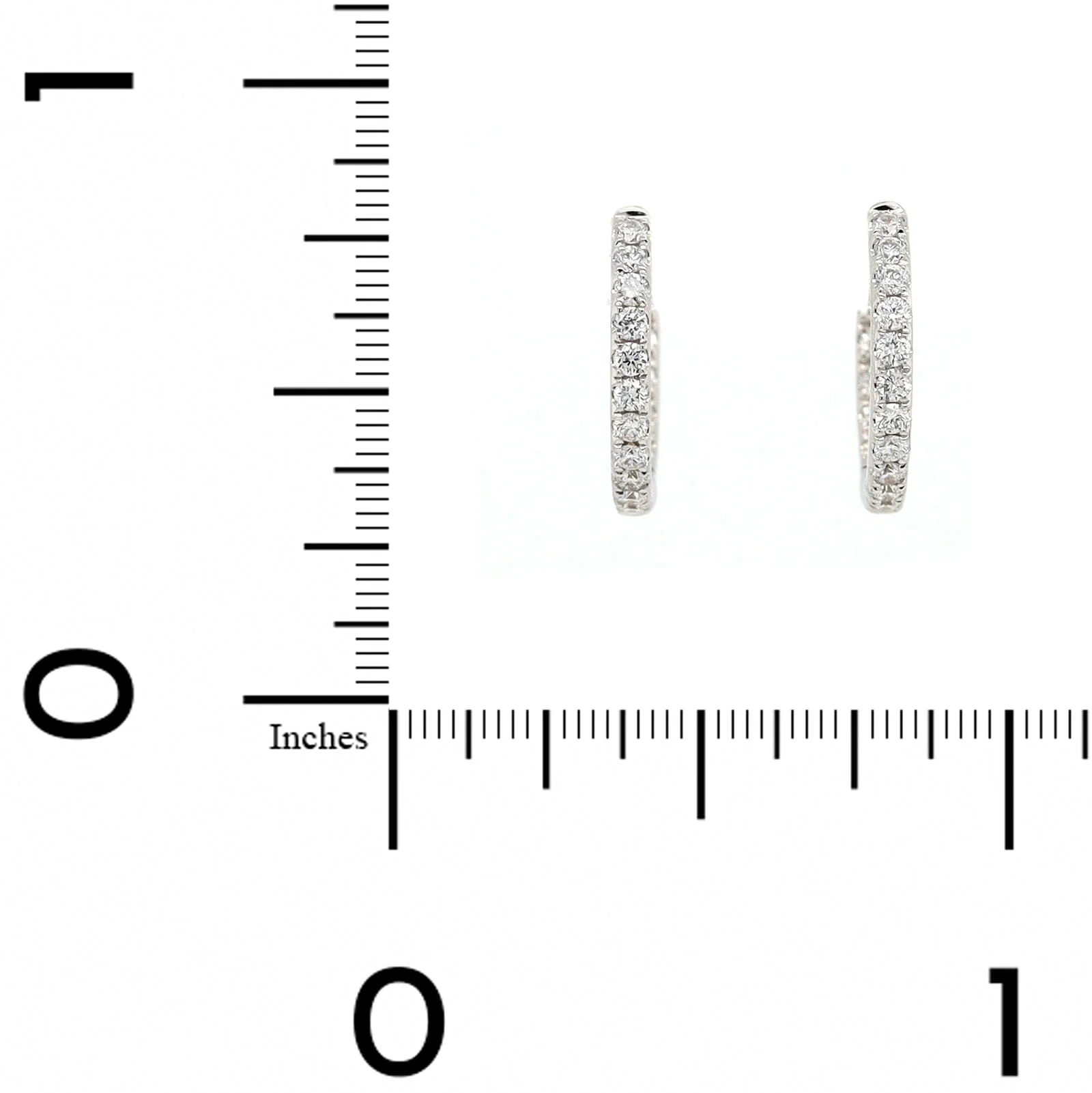 18K White Gold Inside Out .30CTW Diamond Round Hoop Earrings - Image 2