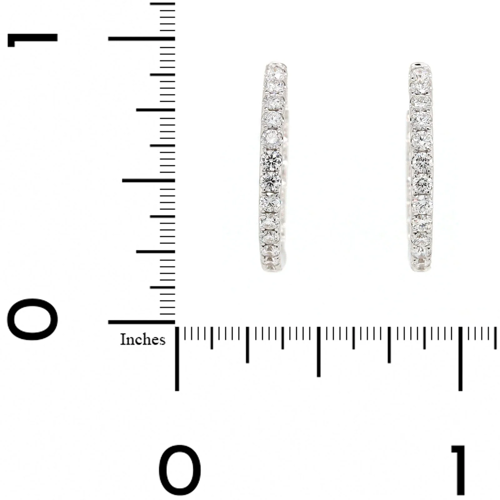 18K White Gold Inside Out .95CTW Diamond Round Hoop Earrings - Image 2