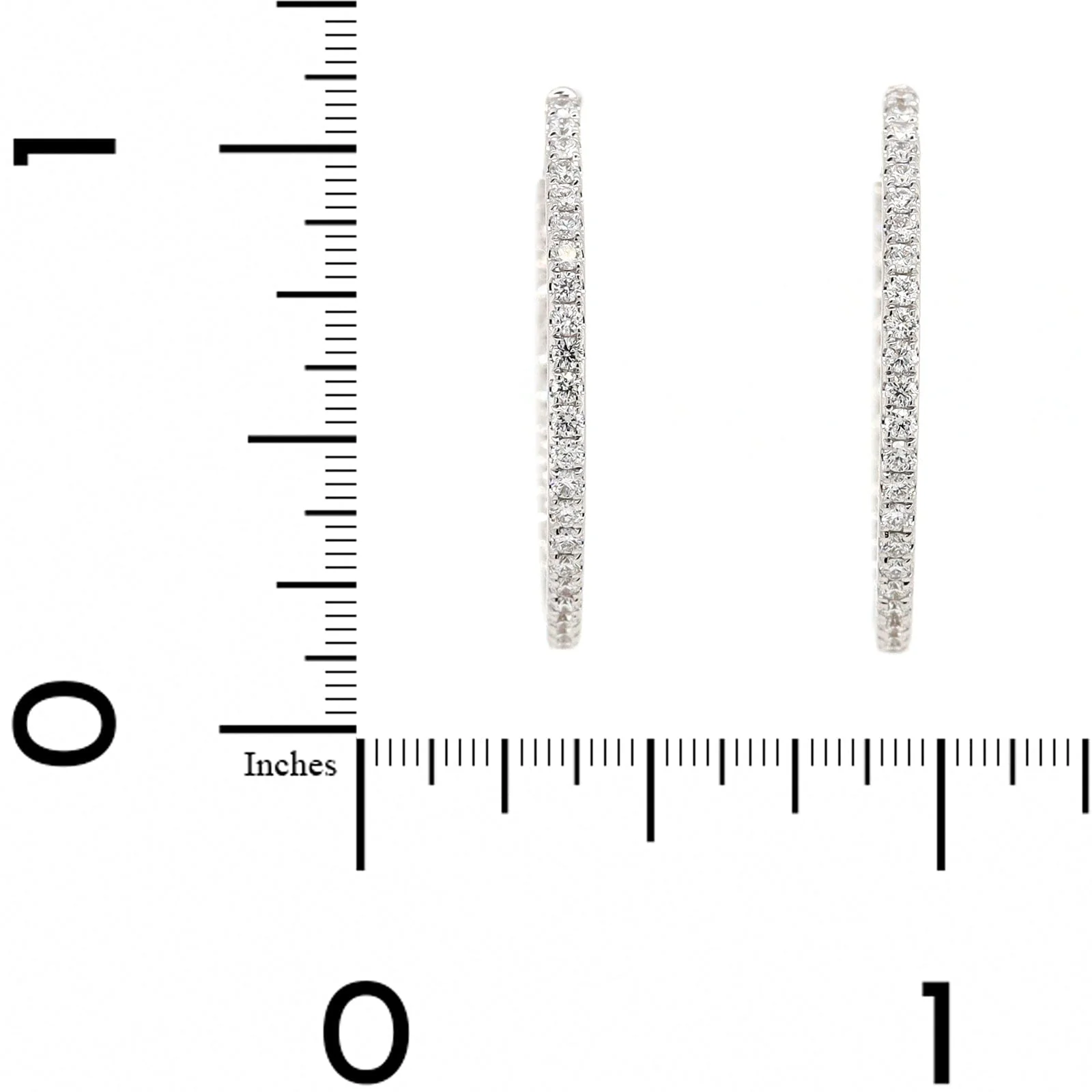 18K White Gold Inside Out .80CTW Diamond Round Hoop Earrings - Image 2