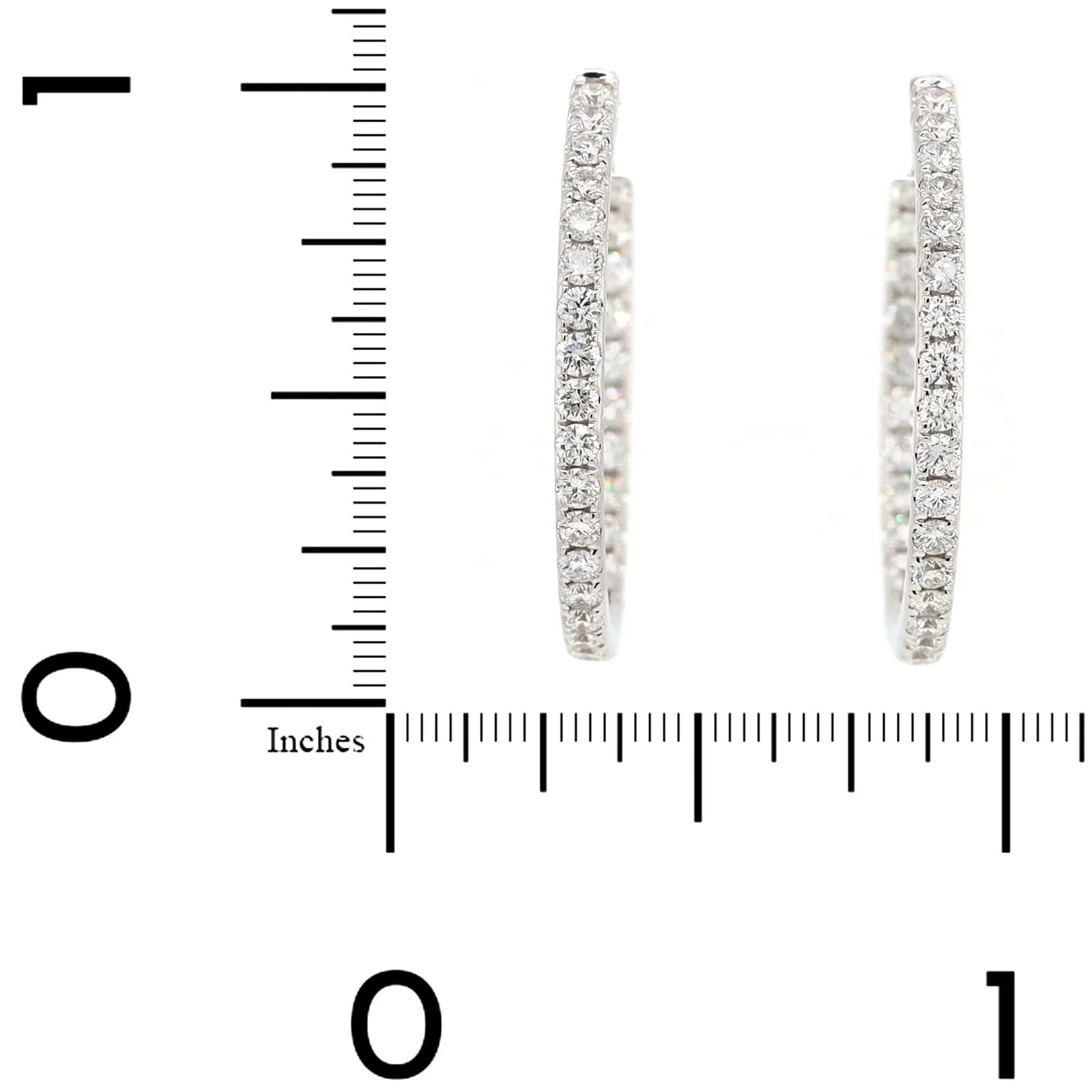18K White Gold Inside Out 1.36CTW Diamond Round Hoop Earrings - Image 2