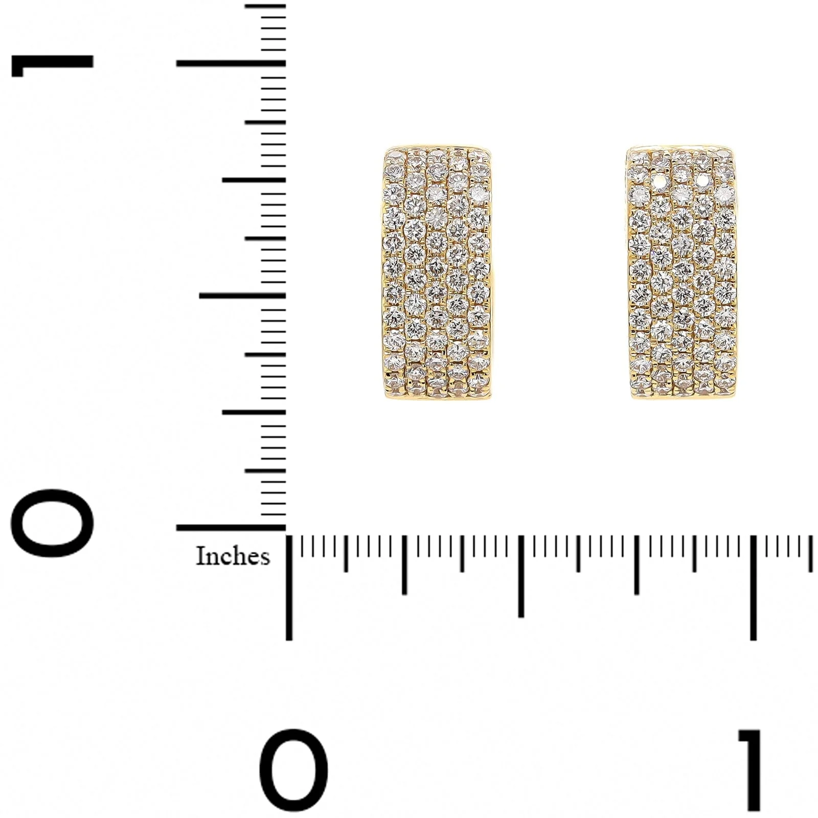 18K Yellow Gold Euro Shaped Pave Diamond Huggie Earrings - Image 2
