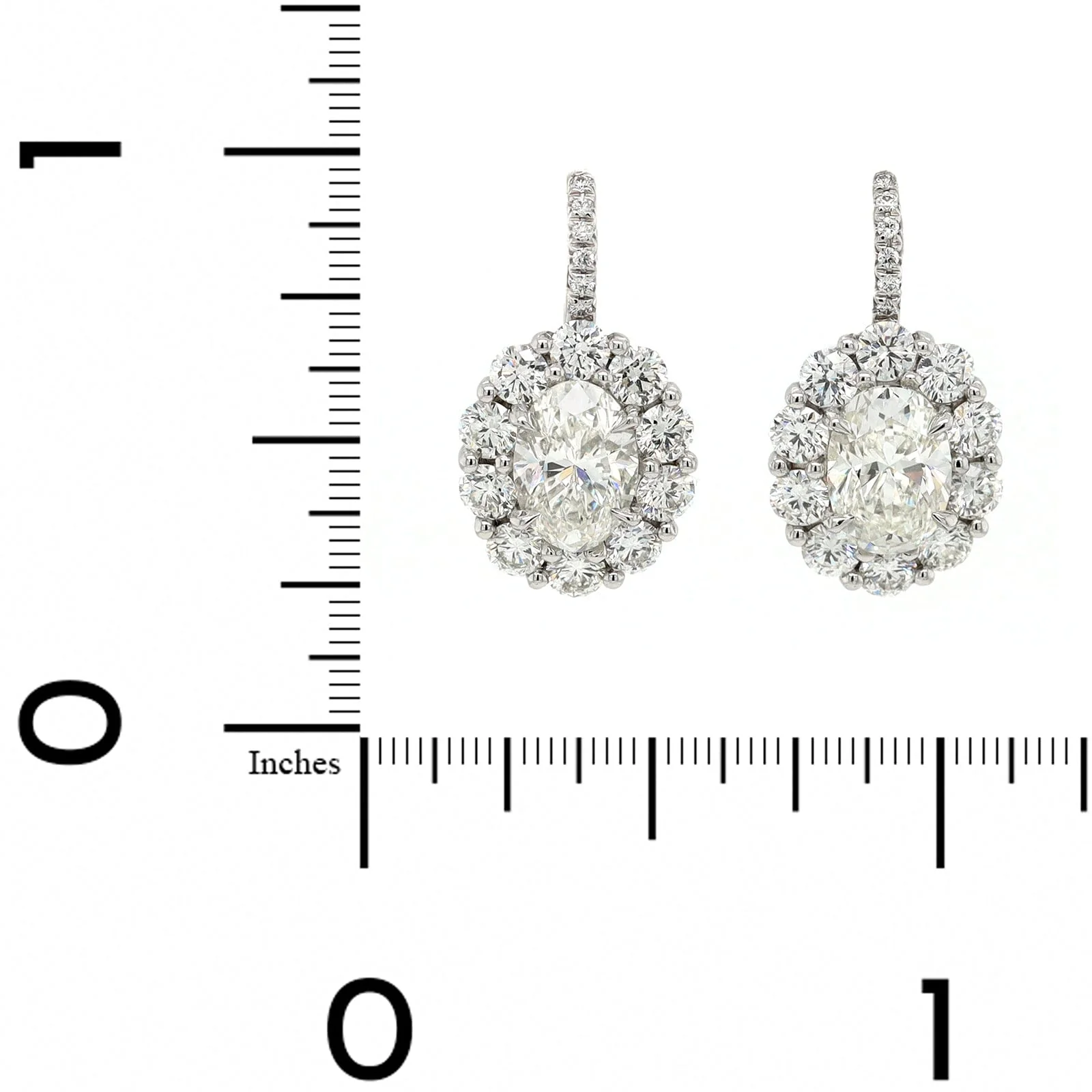 Platinum Oval Diamond Drop Earrings - Image 2