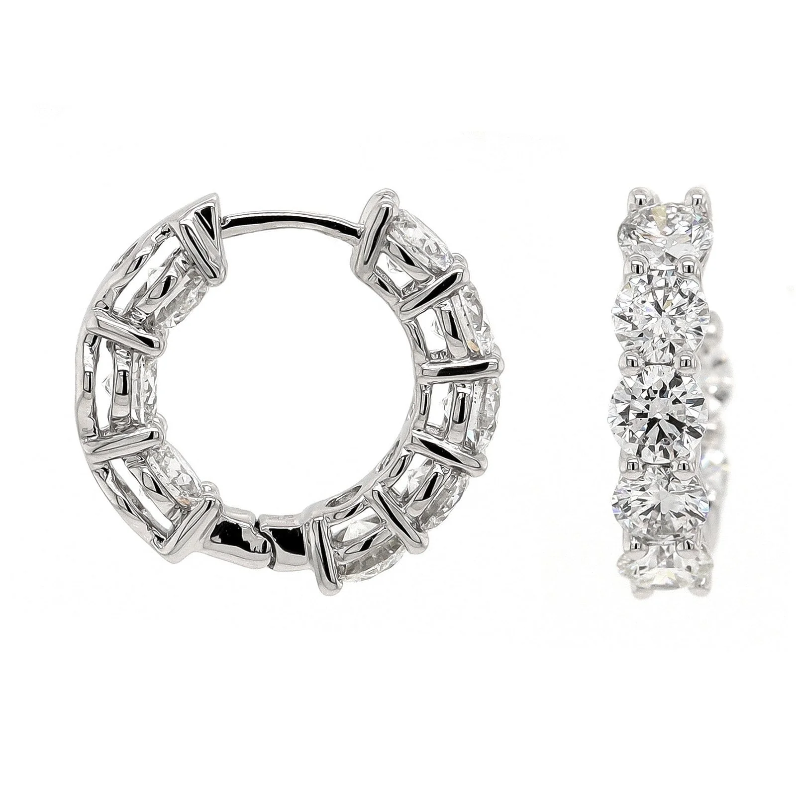 14K White Gold 3CTW Inside Out Diamond Hoop Earrings